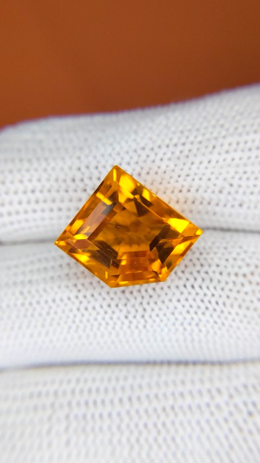 12.06 Ct. Yellowish Orange Citrine from Ceylon (Sri Lanka) Size Video