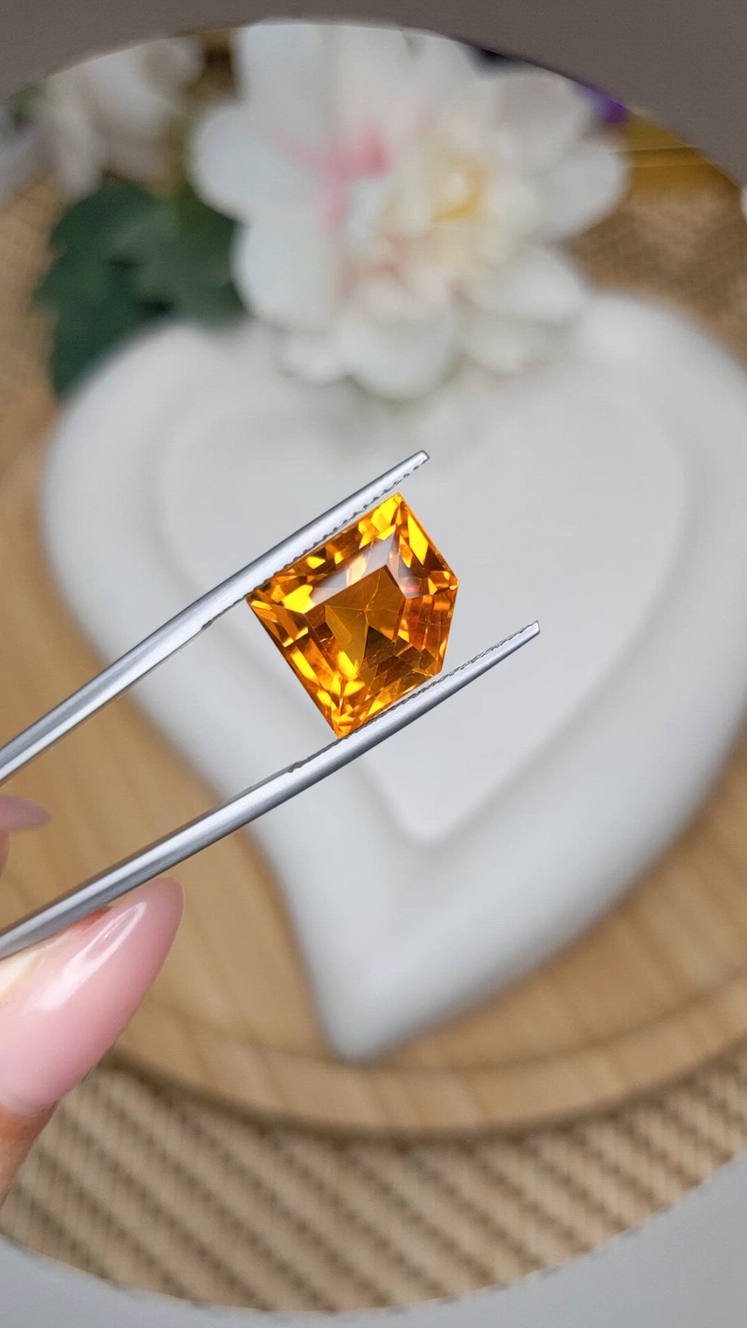 12.06 Ct. Yellowish Orange Citrine from Ceylon (Sri Lanka) Size Video