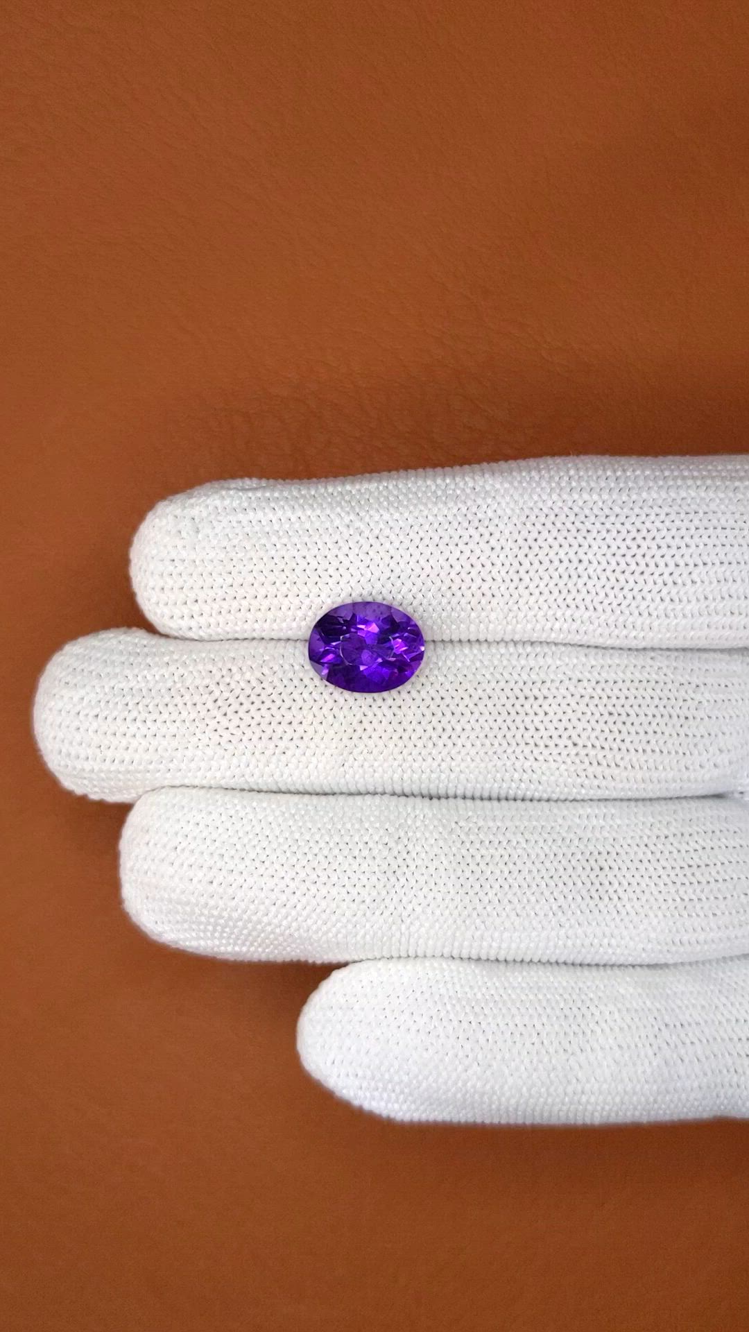 3.35 Ct. Purple Amethyst from Ceylon (Sri Lanka) Size Video