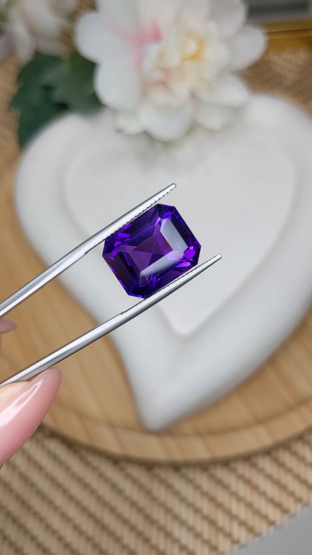12.98 Ct. Purple Amethyst from Ceylon (Sri Lanka) Size Video