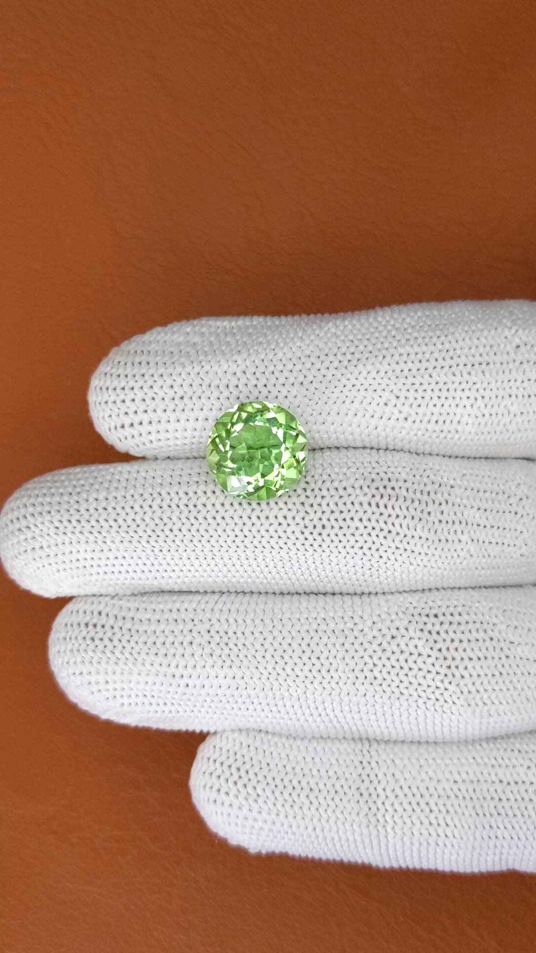 5.58 Ct. Yellowish Green Prasiolite from Brazil Size Video
