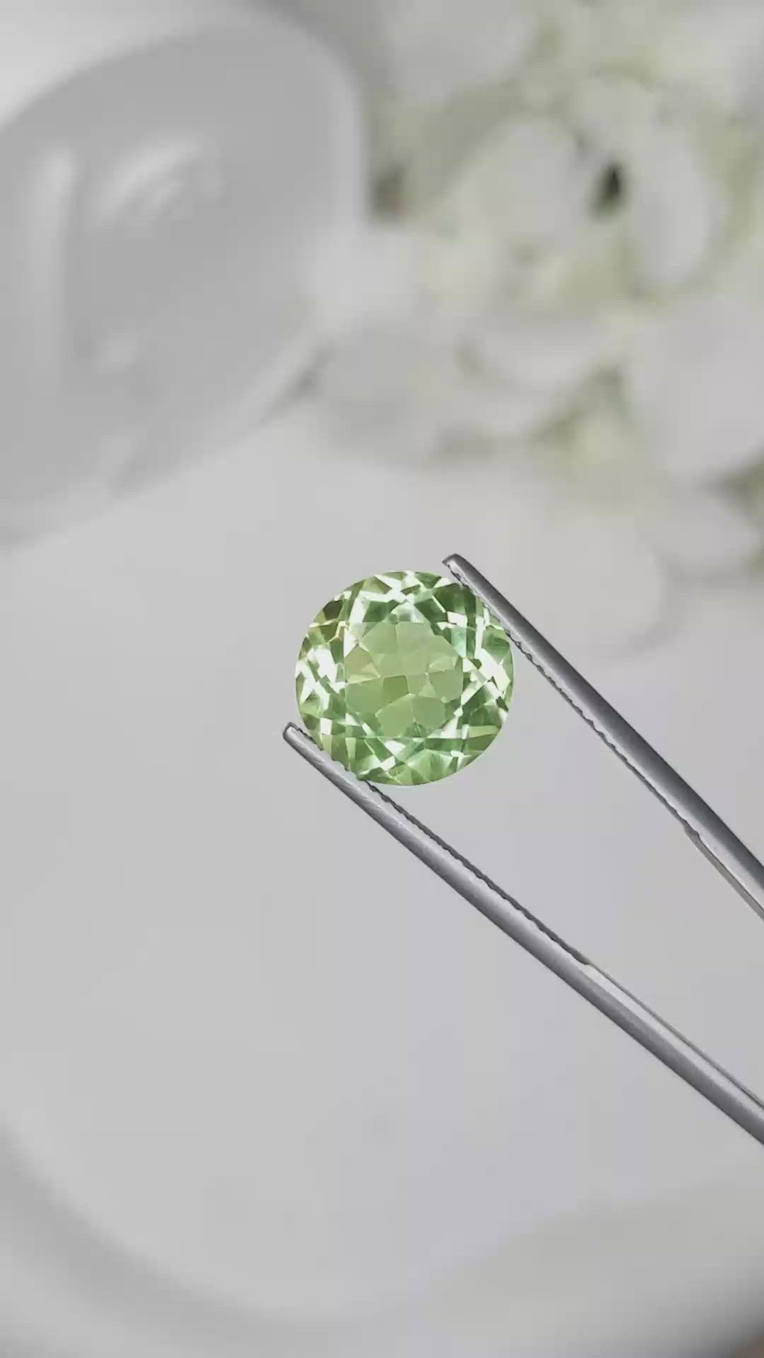 5.58 Ct. Yellowish Green Prasiolite from Brazil Size Video
