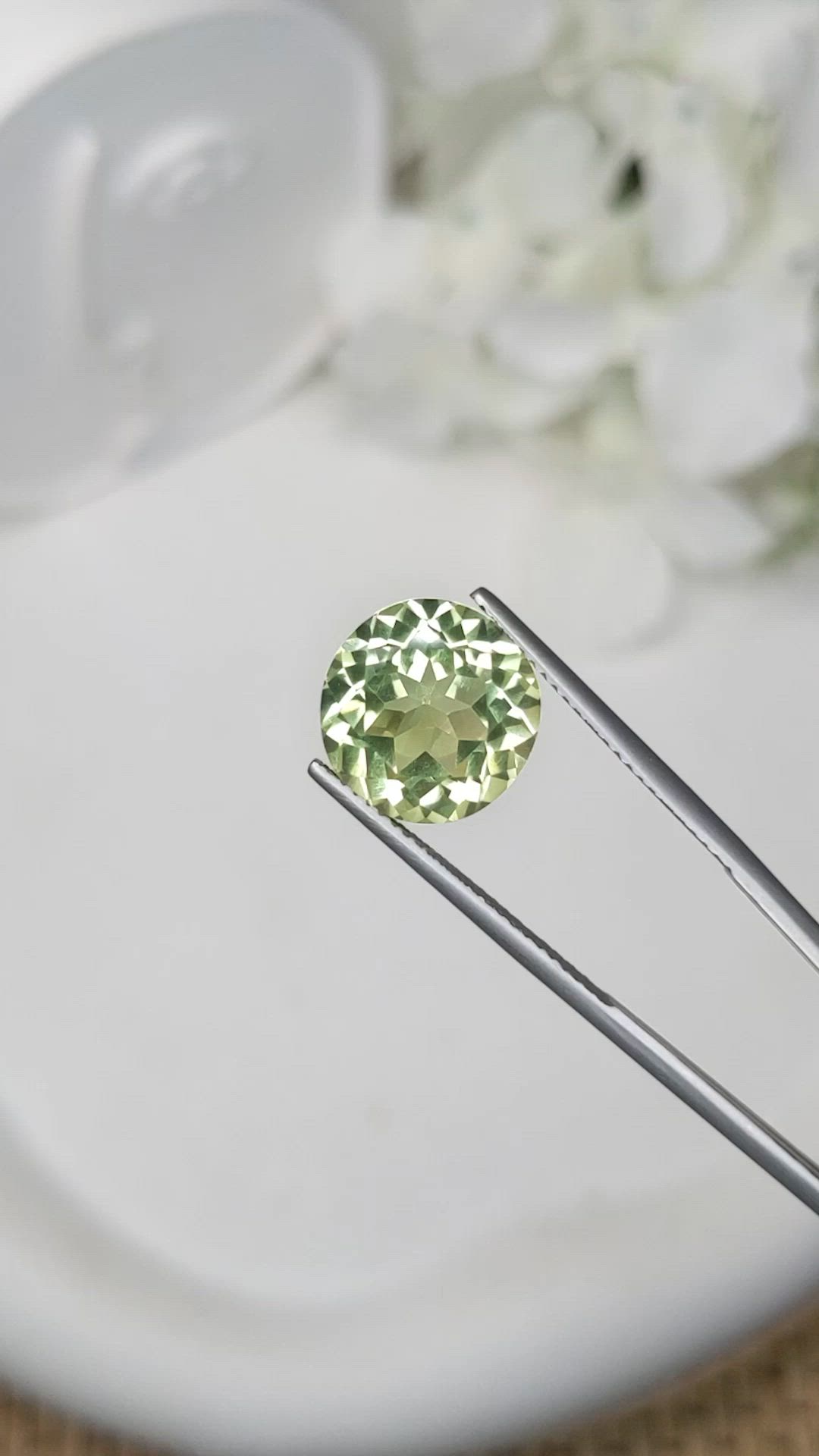 5.95 Ct. Yellowish Green Prasiolite from Brazil Size Video
