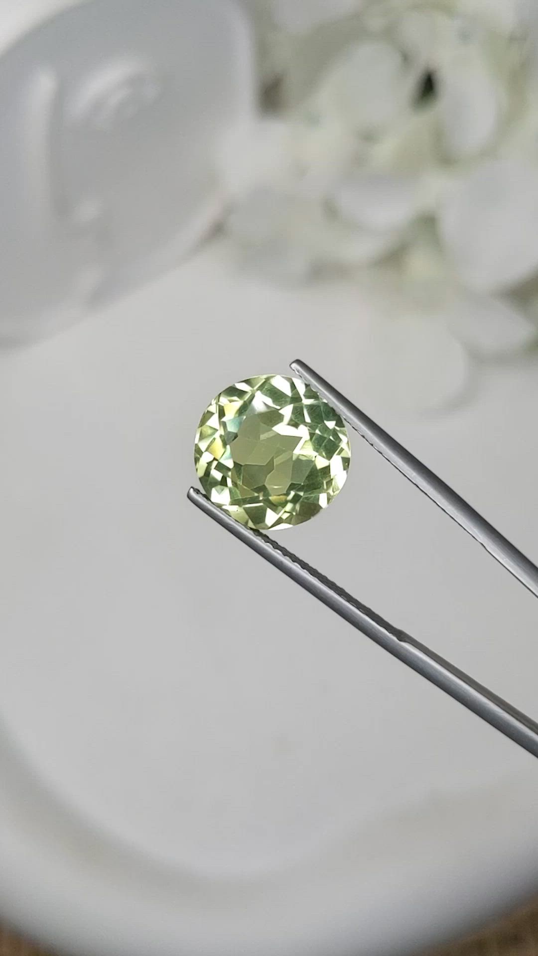 5.94 Ct. Yellowish Green Prasiolite from Brazil Size Video