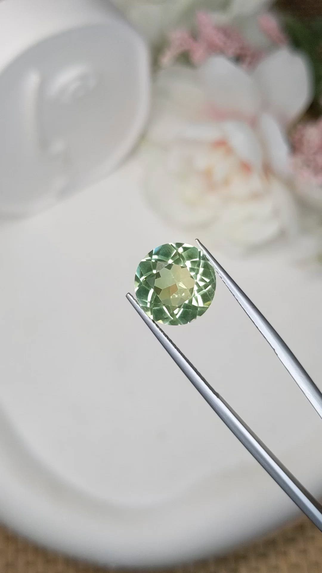 5.23 Ct. Yellowish Green Prasiolite from Brazil Size Video