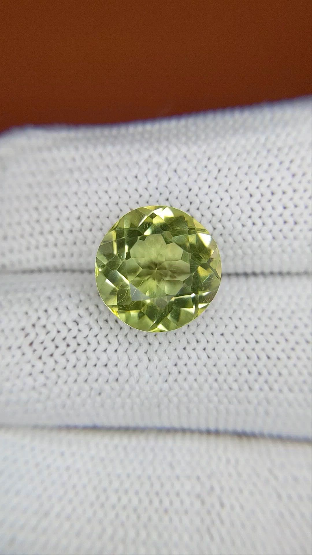 5.94 Ct. Yellowish Green Prasiolite from Brazil Size Video