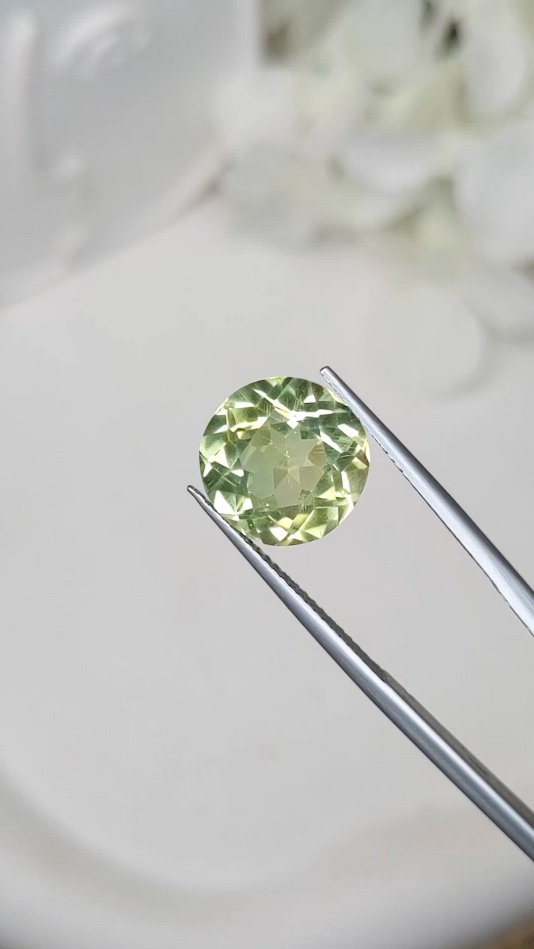 5.94 Ct. Yellowish Green Prasiolite from Brazil Size Video