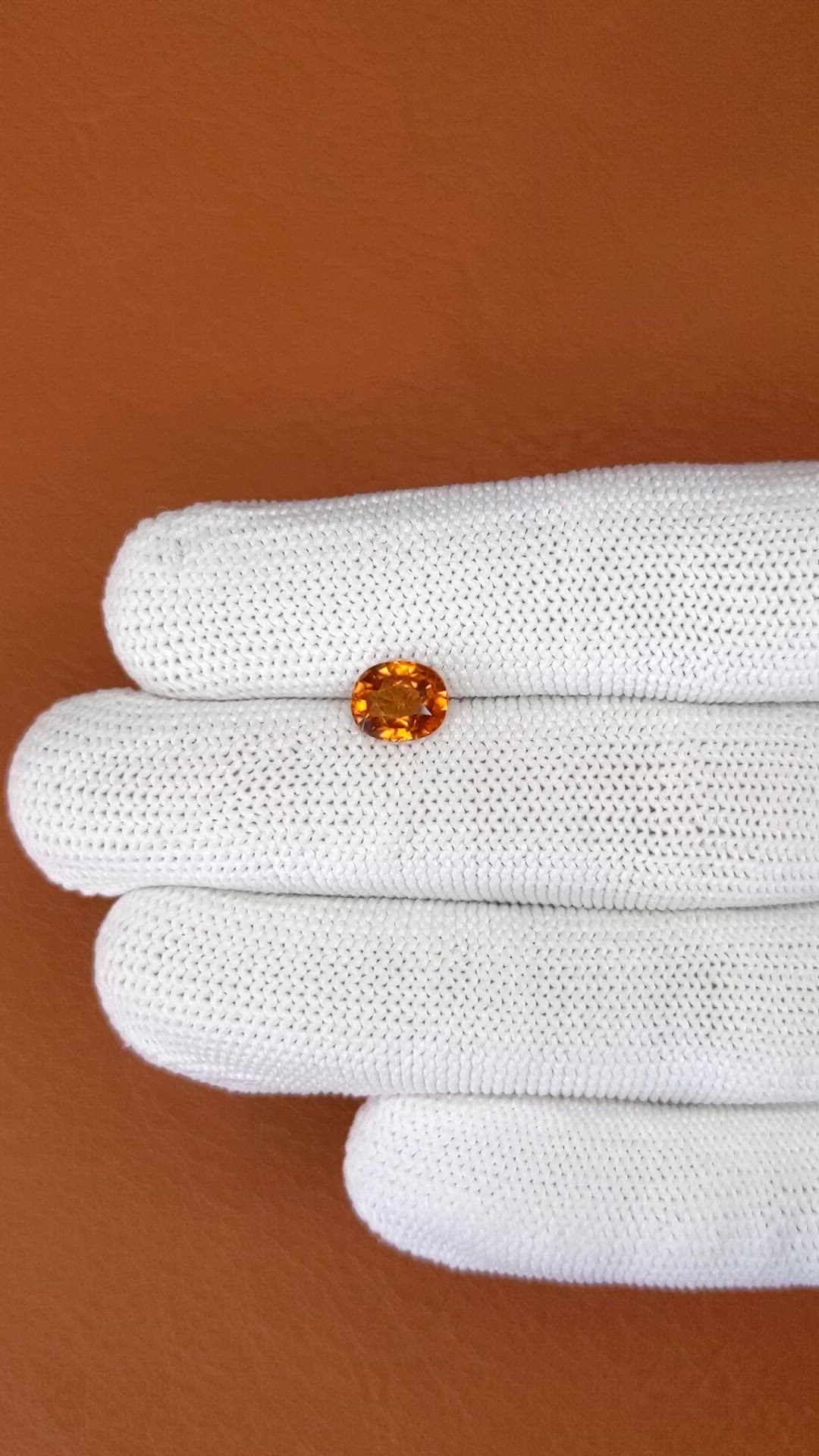 1.51 Ct. Orange Hessonite Garnet from Madagascar Size Video
