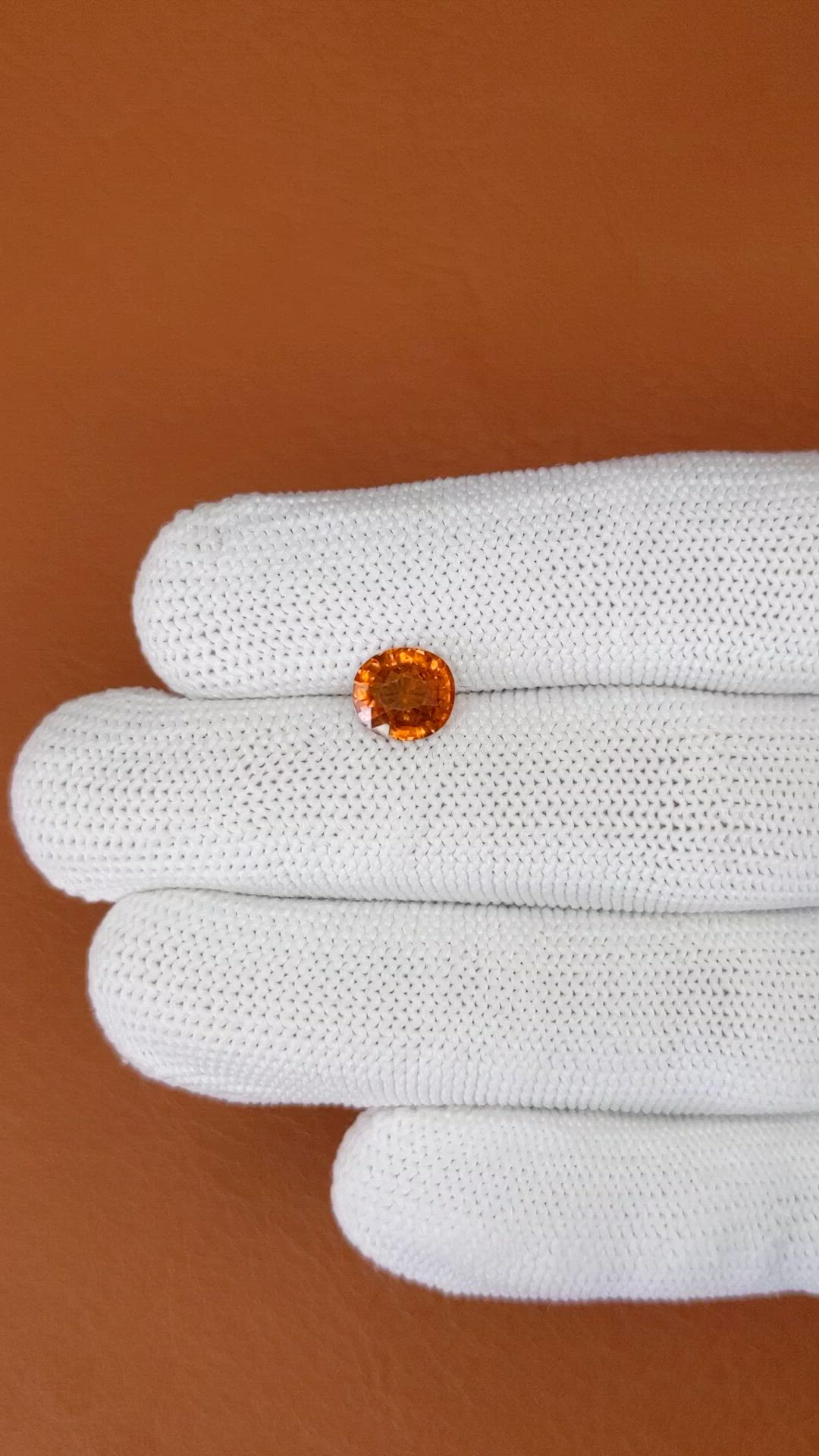 1.71 Ct. Orange Hessonite Garnet from Madagascar Size Video