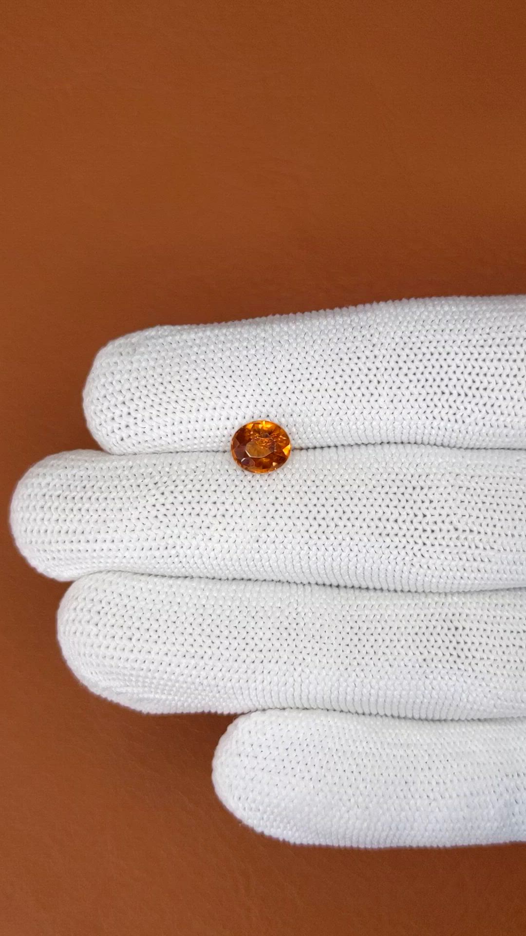 1.60 Ct. Orange Hessonite Garnet from Madagascar Size Video