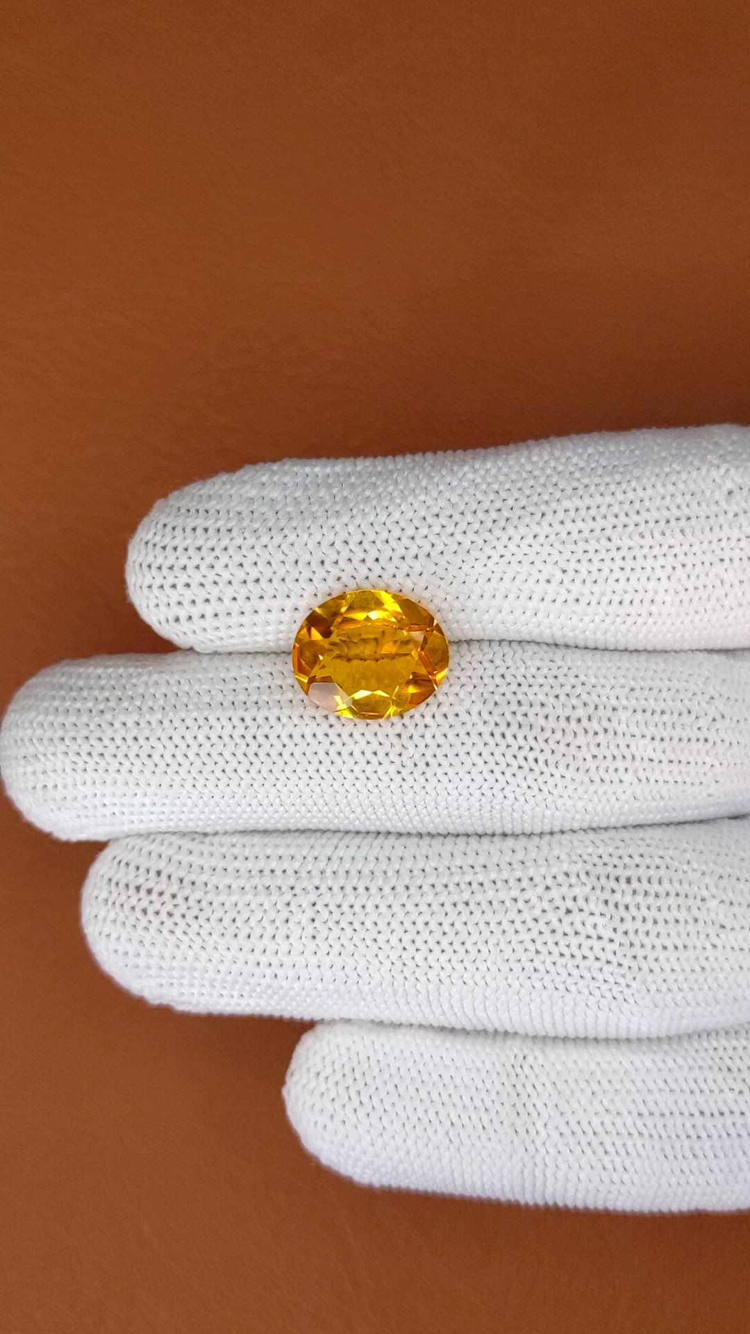 4.71 Ct. Orangish Yellow Citrine from Brazil Size Video