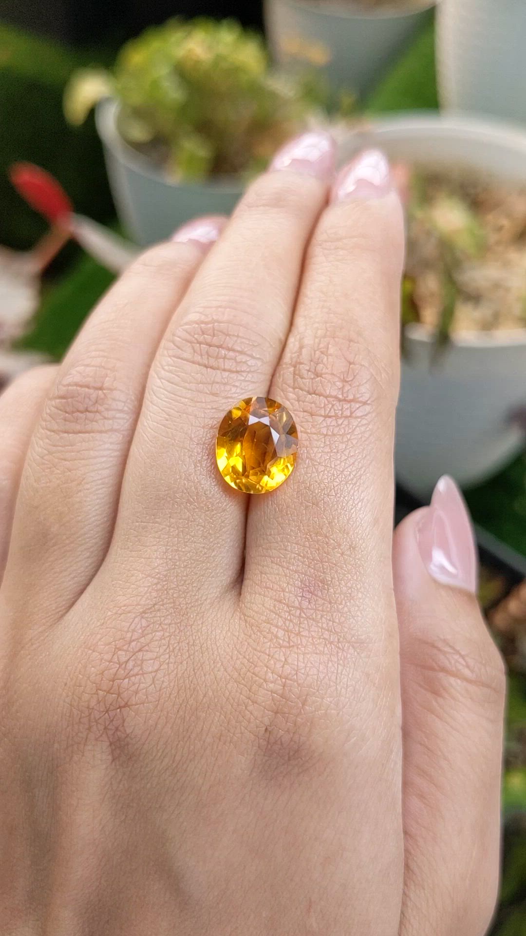 4.87 Ct. Orangish Yellow Citrine from Brazil Size Video