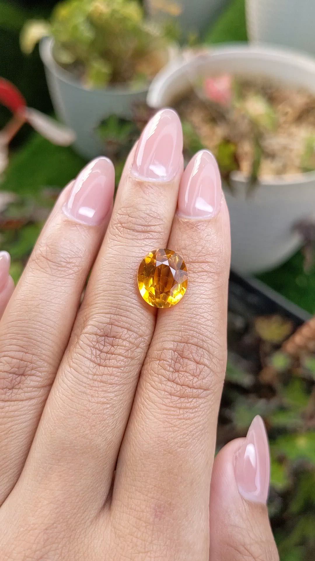 4.87 Ct. Orangish Yellow Citrine from Brazil Size Video