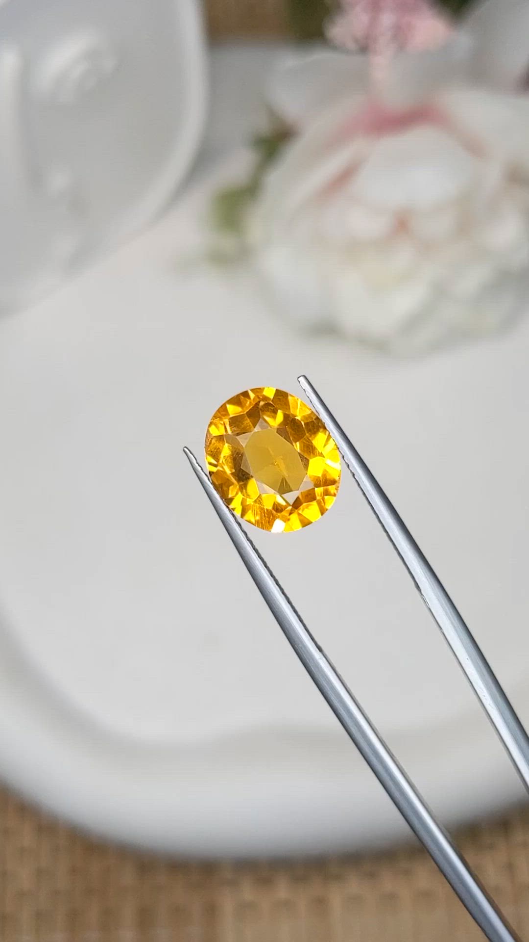 4.87 Ct. Orangish Yellow Citrine from Brazil Size Video