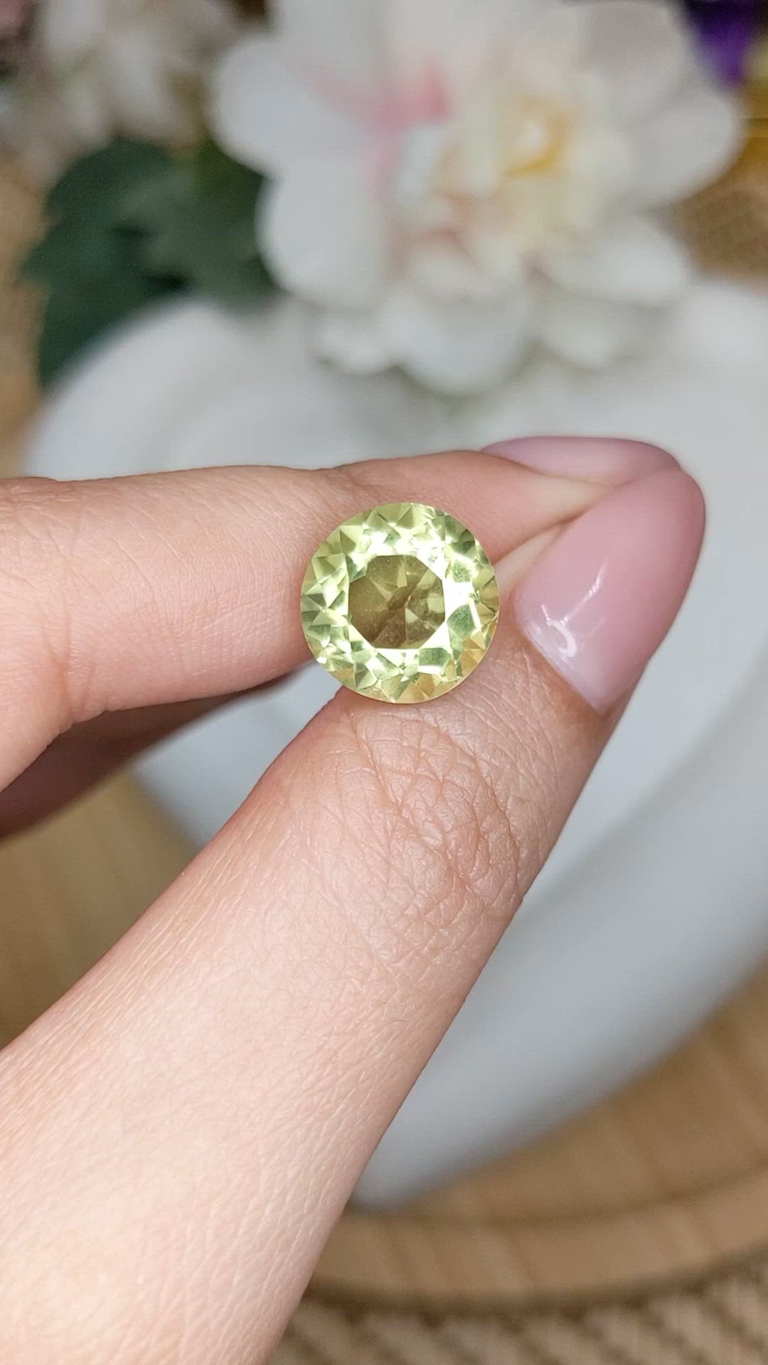 6.63 Ct. Yellowish Green Prasiolite from Brazil Size Video