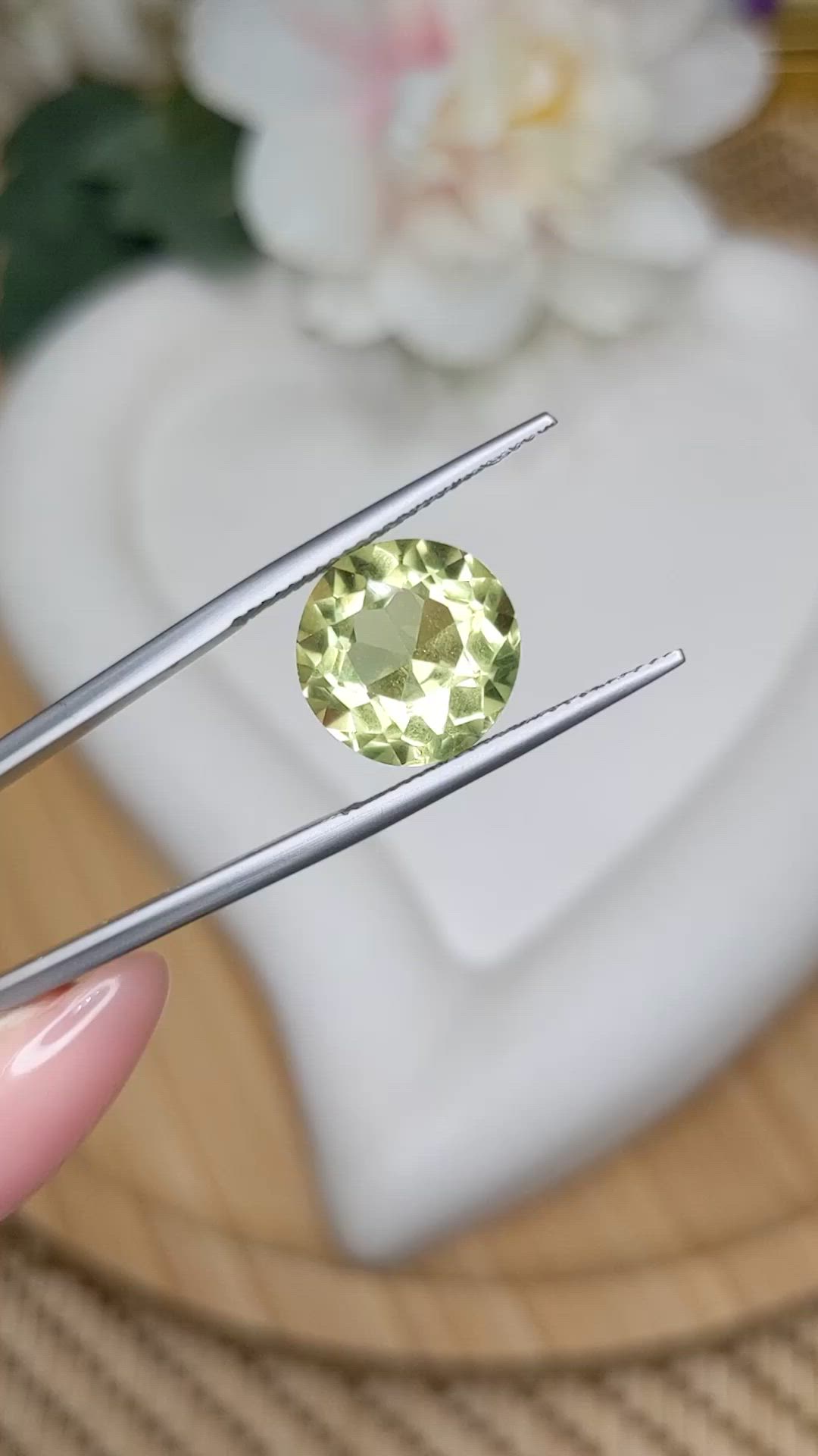 6.63 Ct. Yellowish Green Prasiolite from Brazil Size Video