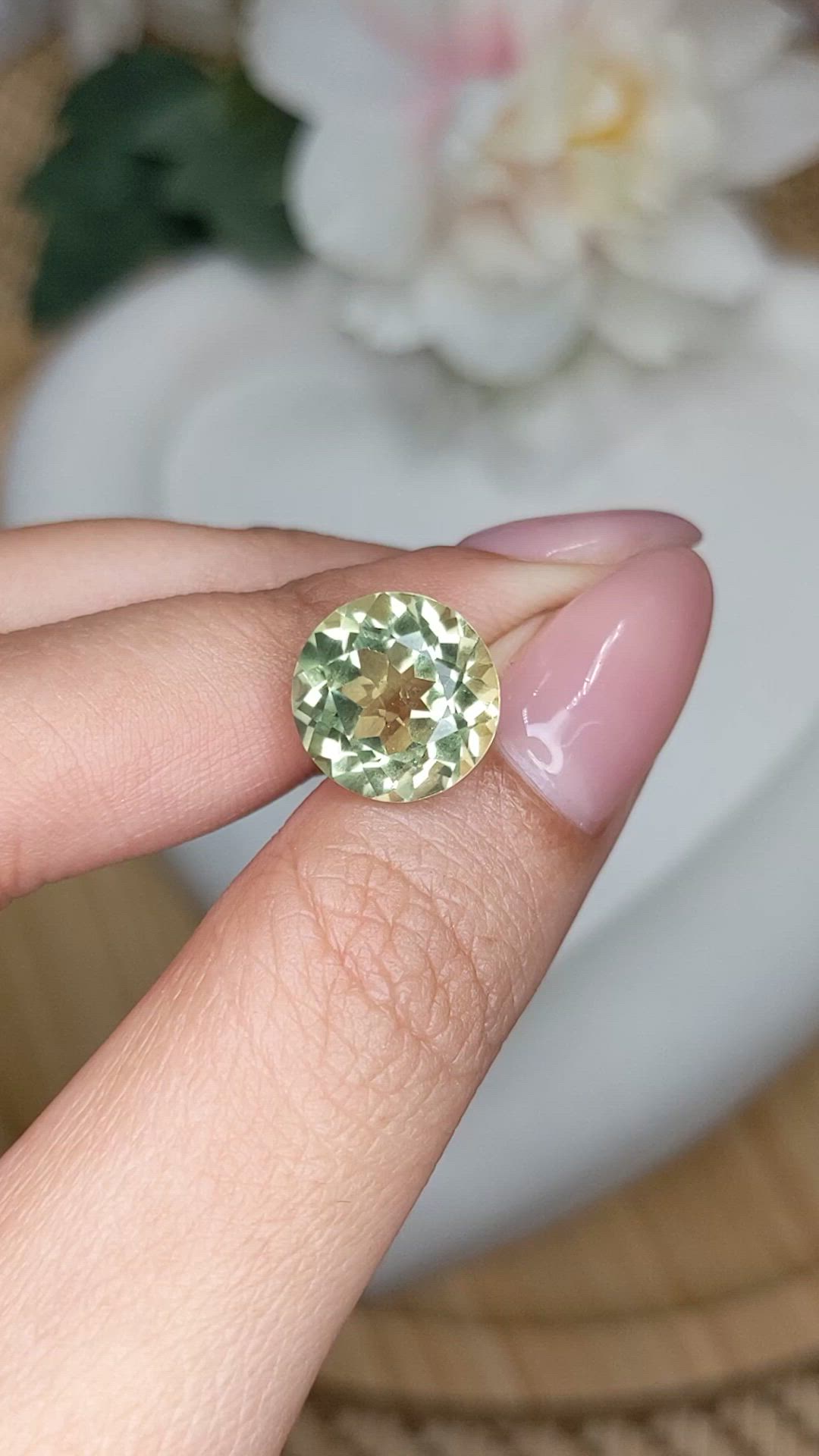 5.19 Ct. Yellowish Green Prasiolite from Brazil Size Video