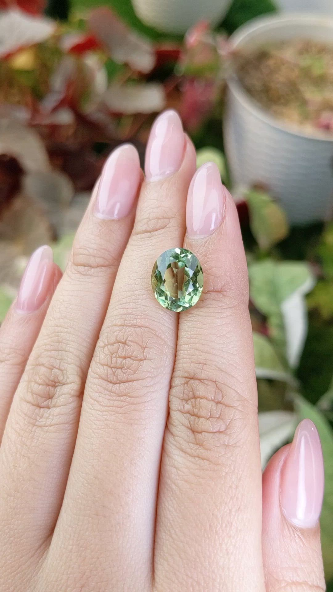4.60 Ct. Yellowish Green Prasiolite from Brazil Size Video