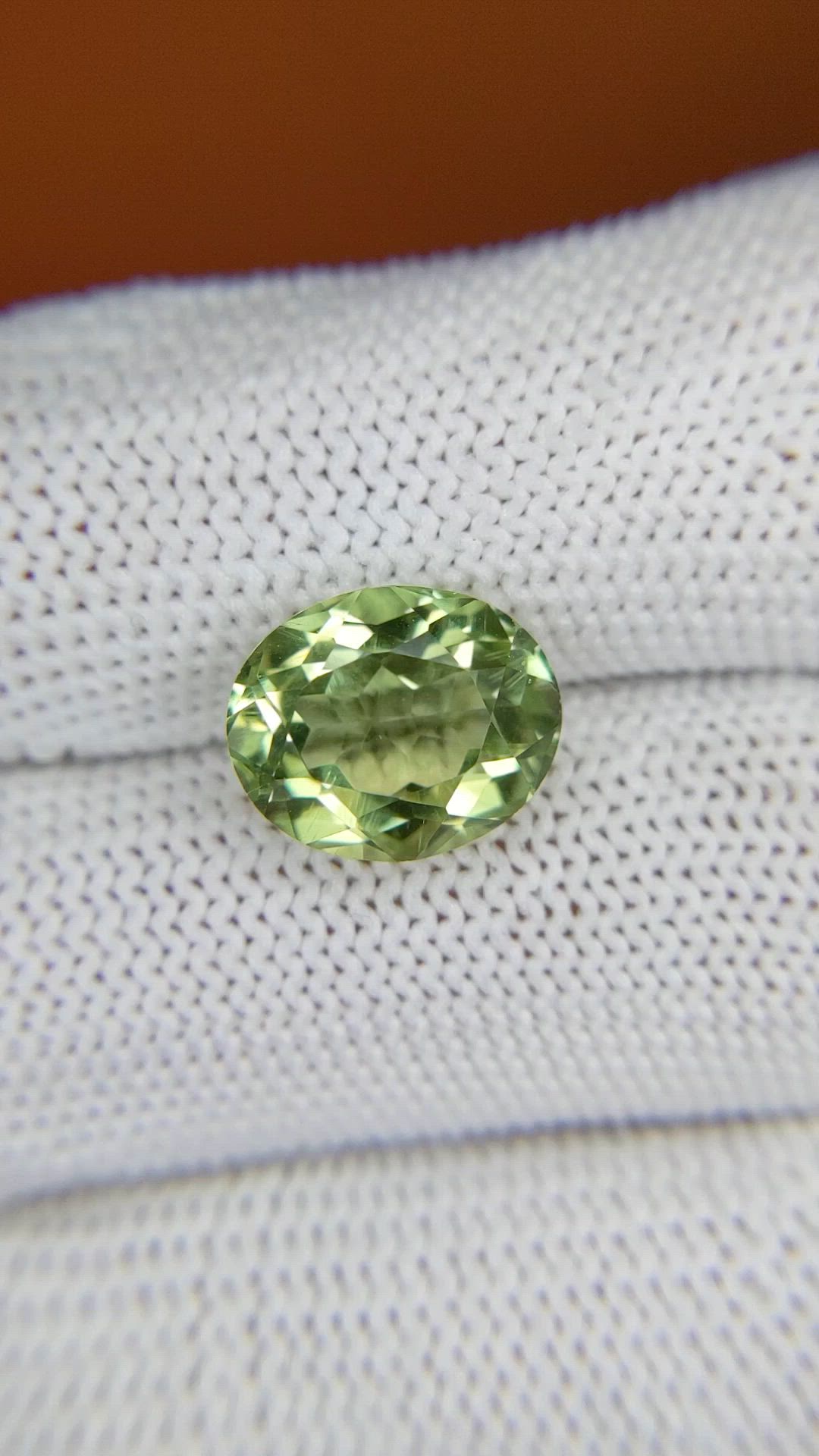 4.60 Ct. Yellowish Green Prasiolite from Brazil Size Video