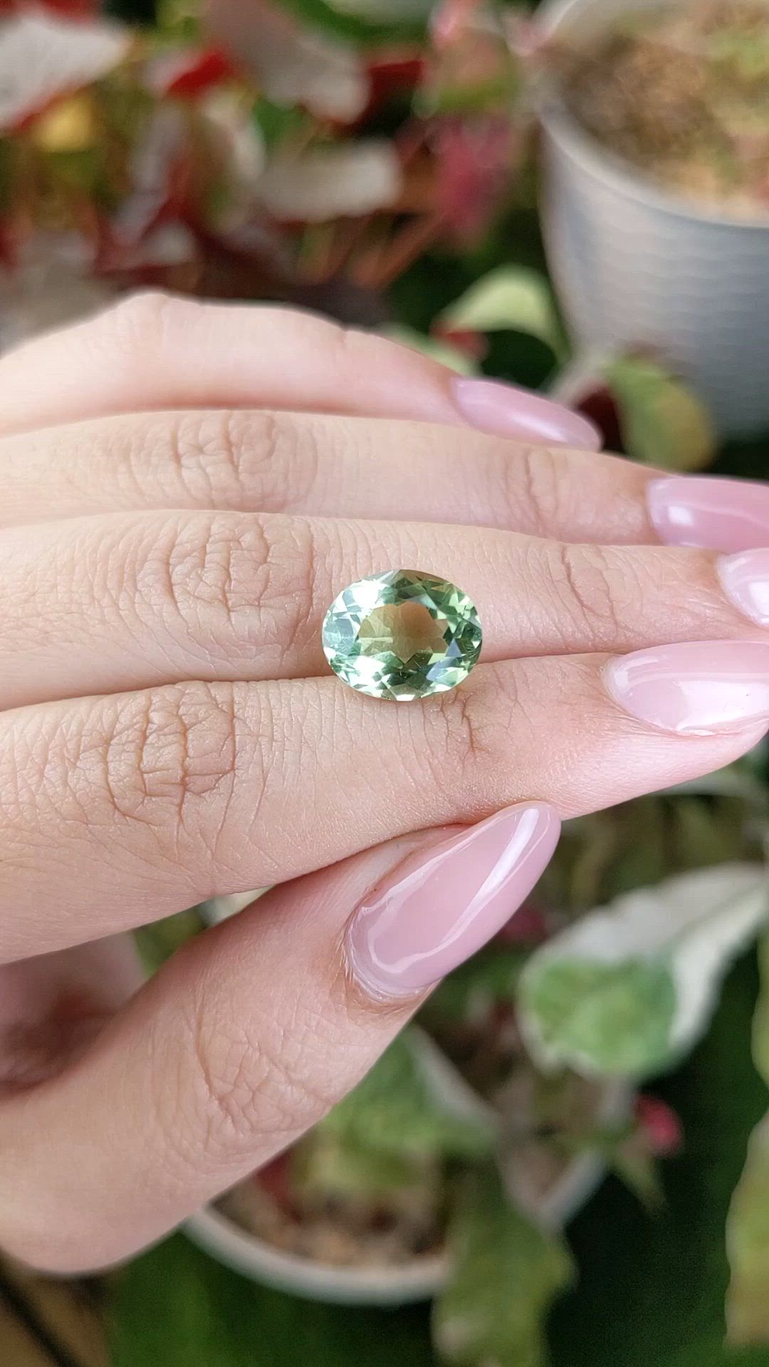 4.60 Ct. Yellowish Green Prasiolite from Brazil Size Video