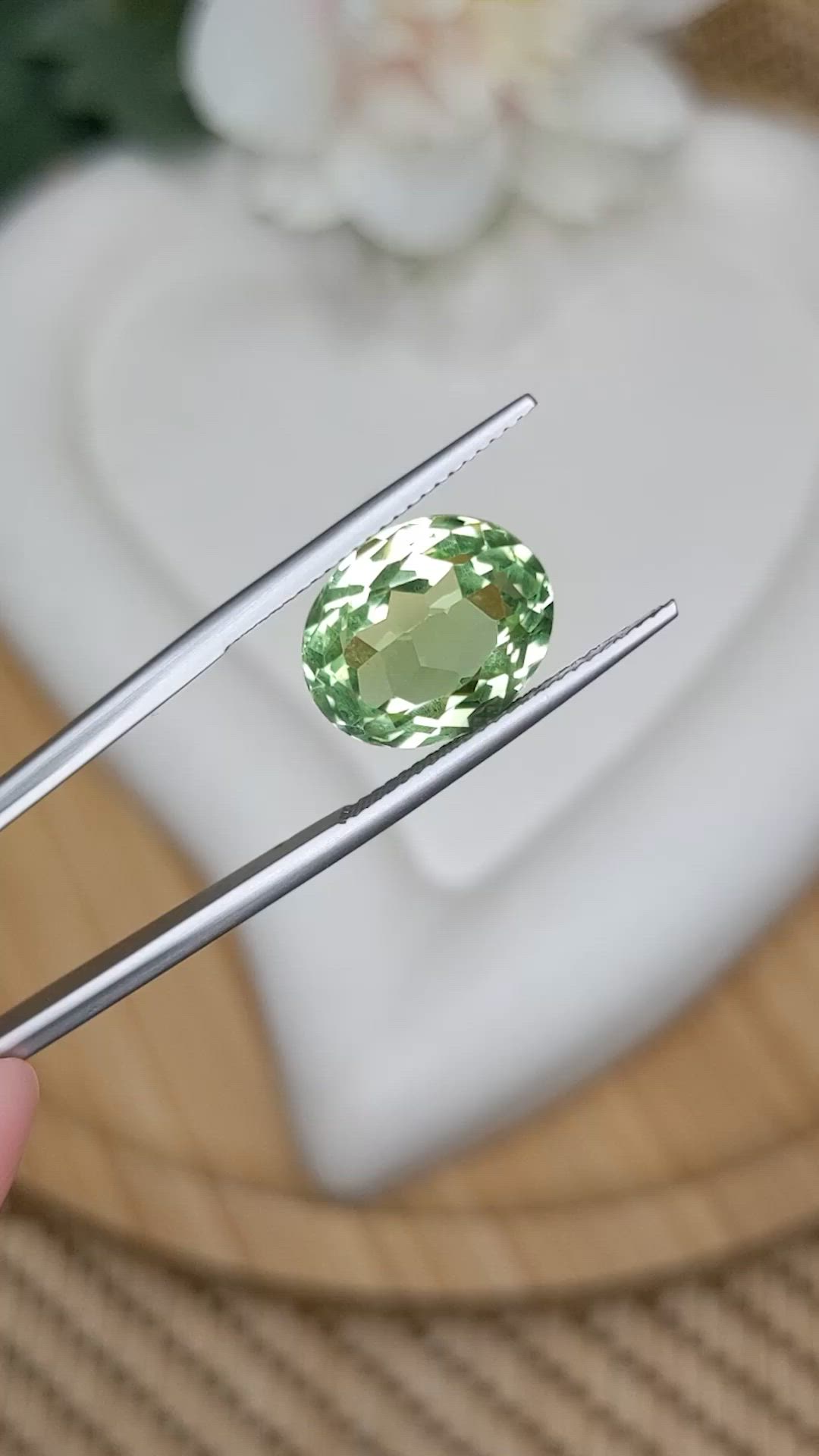 6.96 Ct. Green Prasiolite from Brazil Size Video