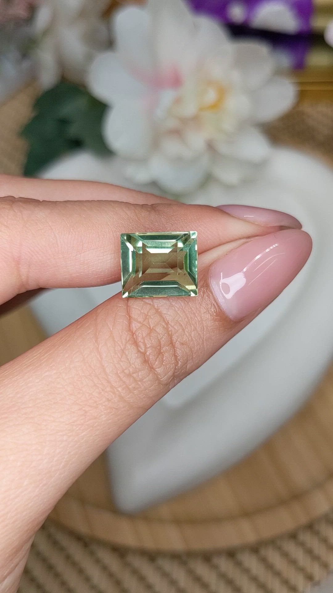 6.29 Ct. Green Prasiolite from Brazil Size Video