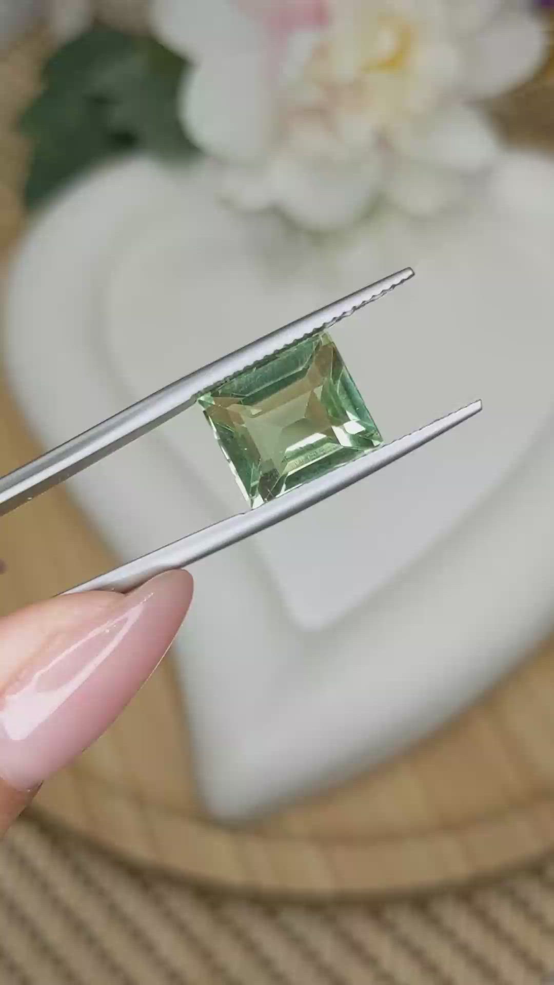 6.29 Ct. Green Prasiolite from Brazil Size Video