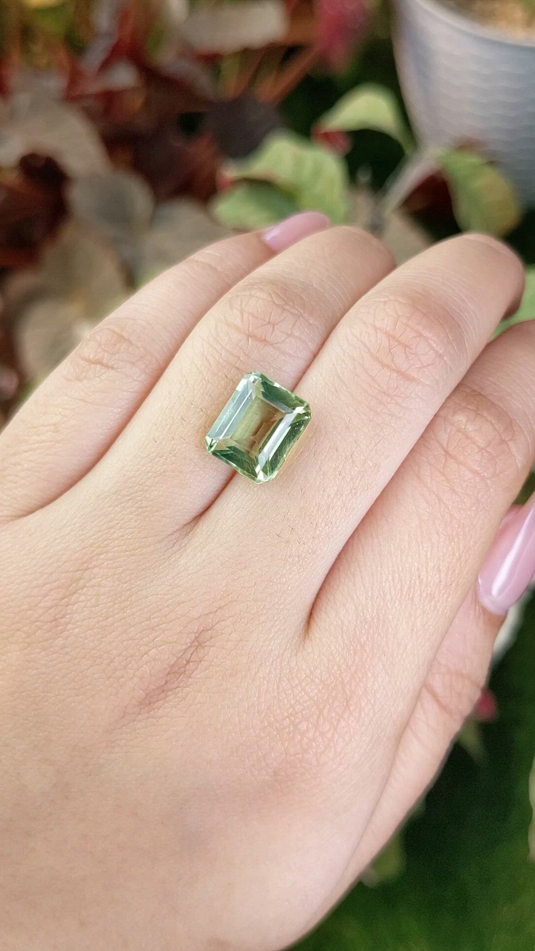 5.81 Ct. Yellowish Green Prasiolite from Brazil Size Video