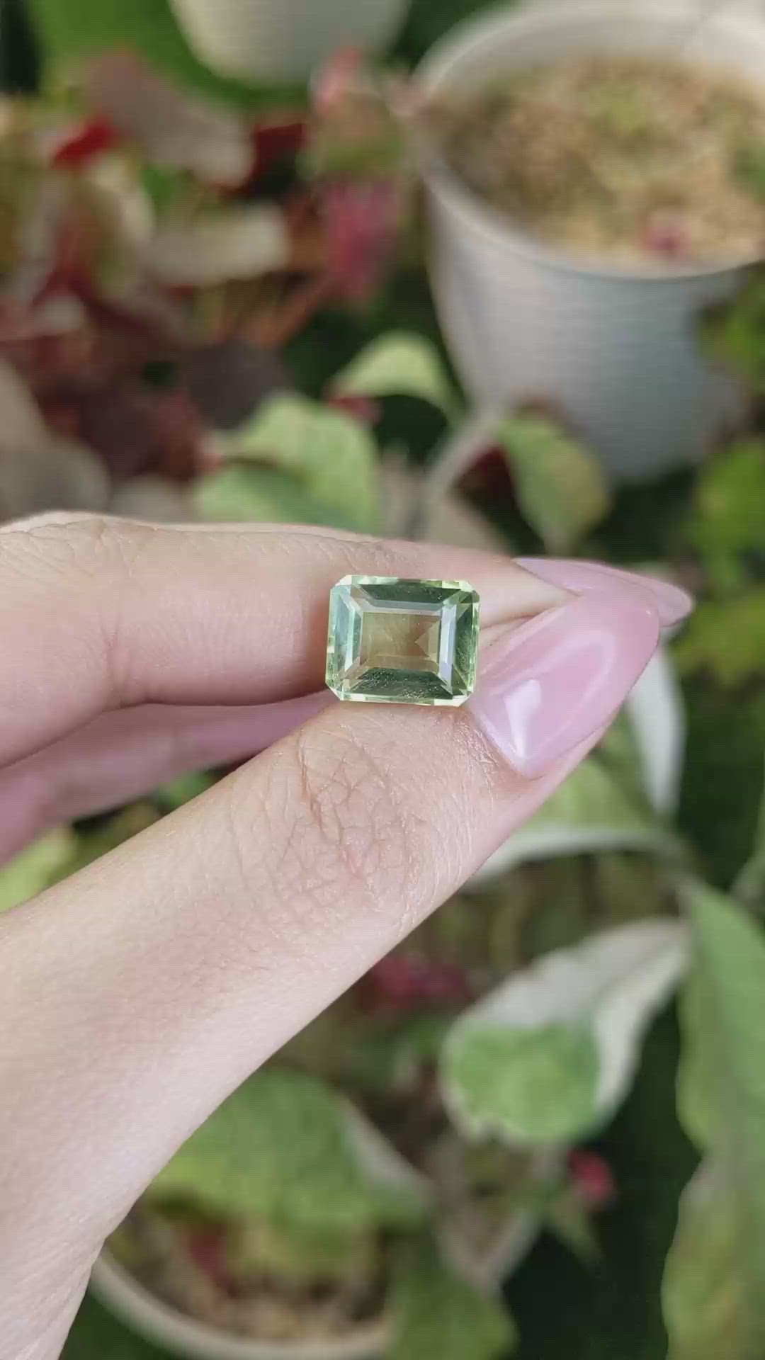 5.81 Ct. Yellowish Green Prasiolite from Brazil Size Video
