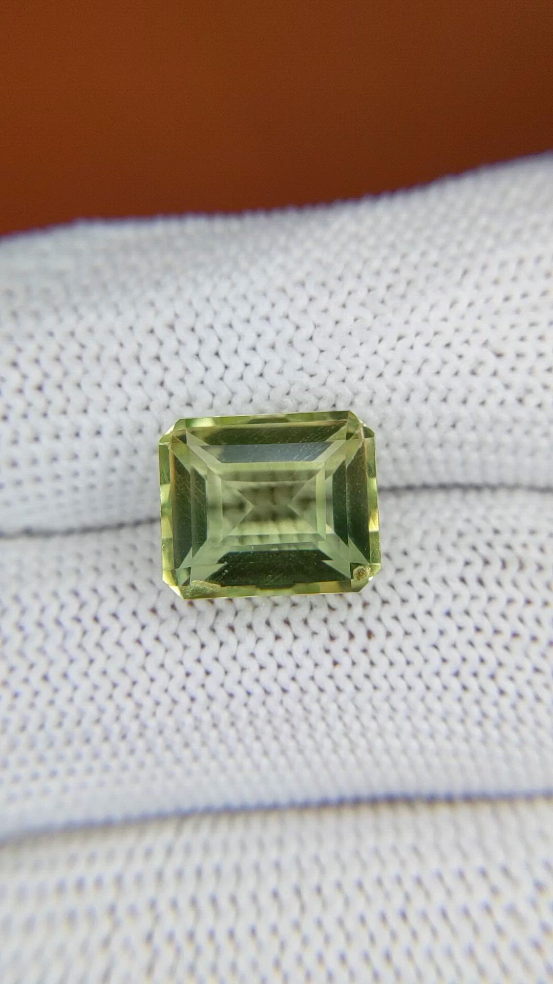 5.81 Ct. Yellowish Green Prasiolite from Brazil Size Video