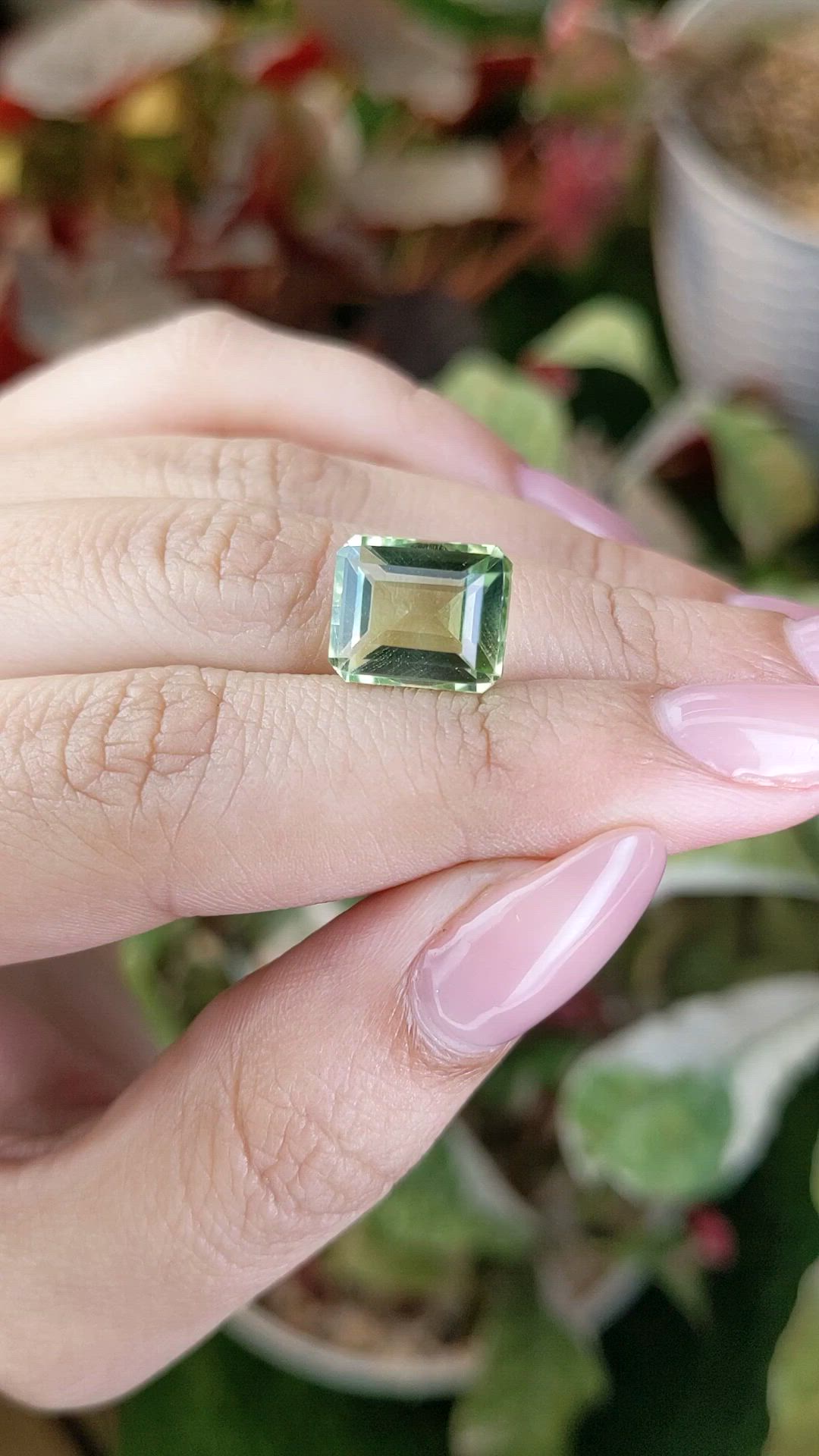 5.81 Ct. Yellowish Green Prasiolite from Brazil Size Video