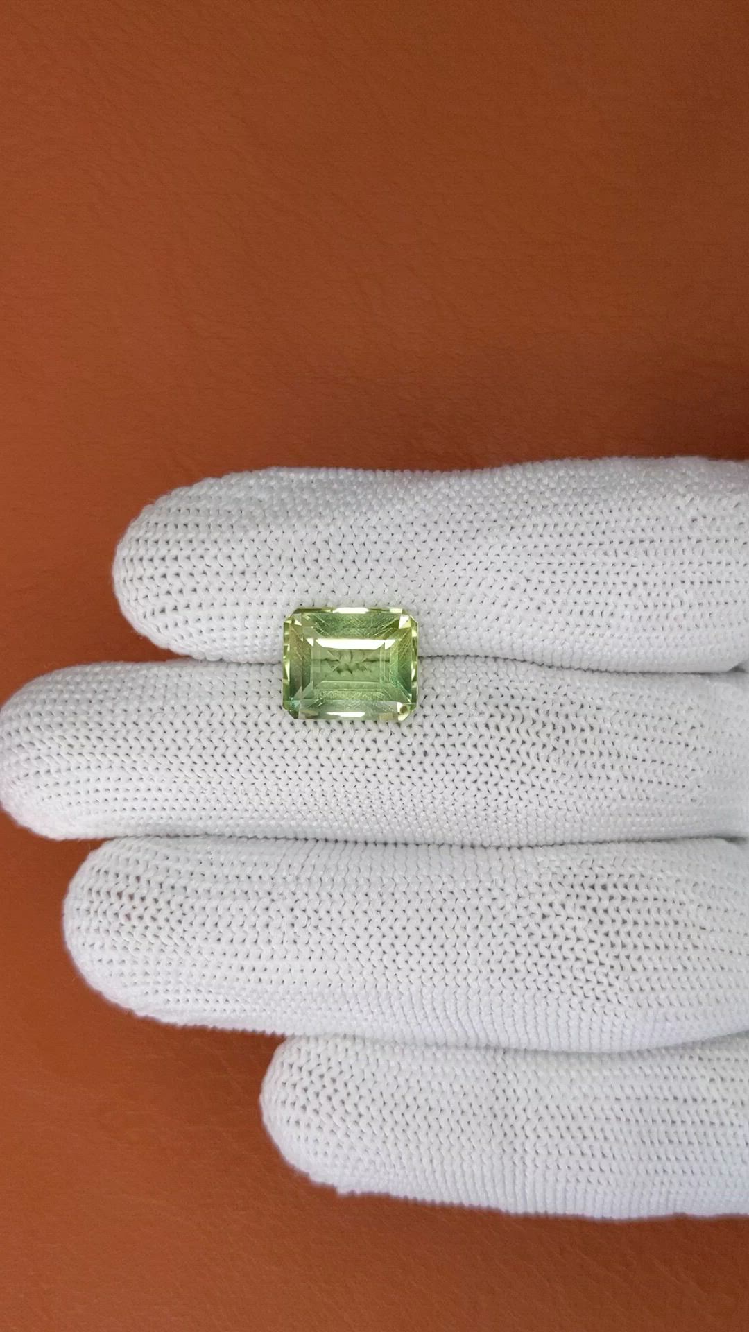 5.81 Ct. Yellowish Green Prasiolite from Brazil Size Video