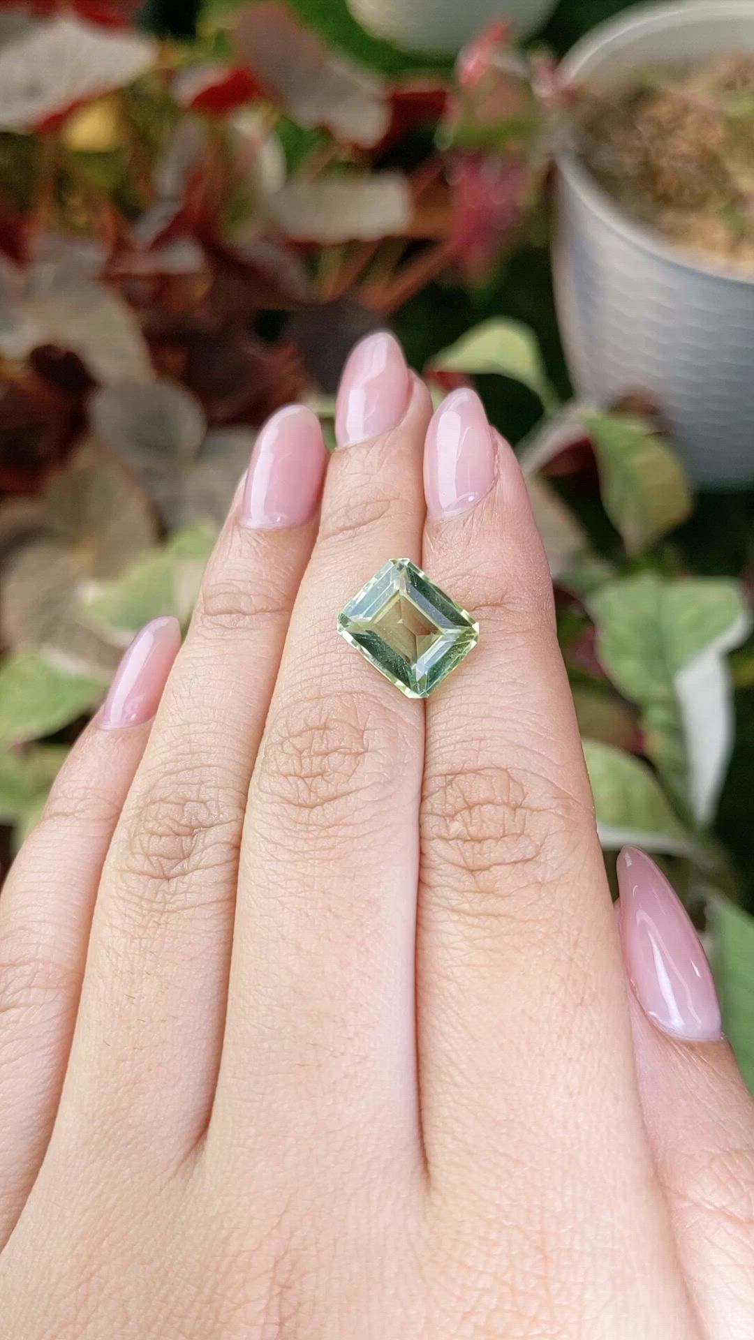 5.81 Ct. Yellowish Green Prasiolite from Brazil Size Video