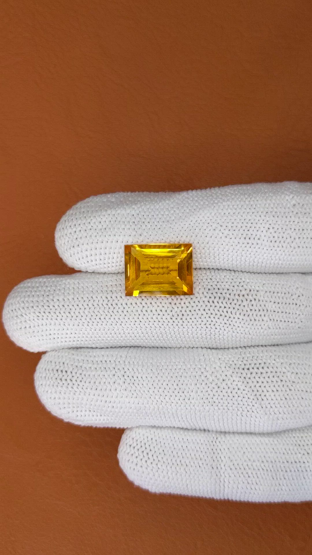 7.08 Ct. Orangish Yellow Citrine from Brazil Size Video