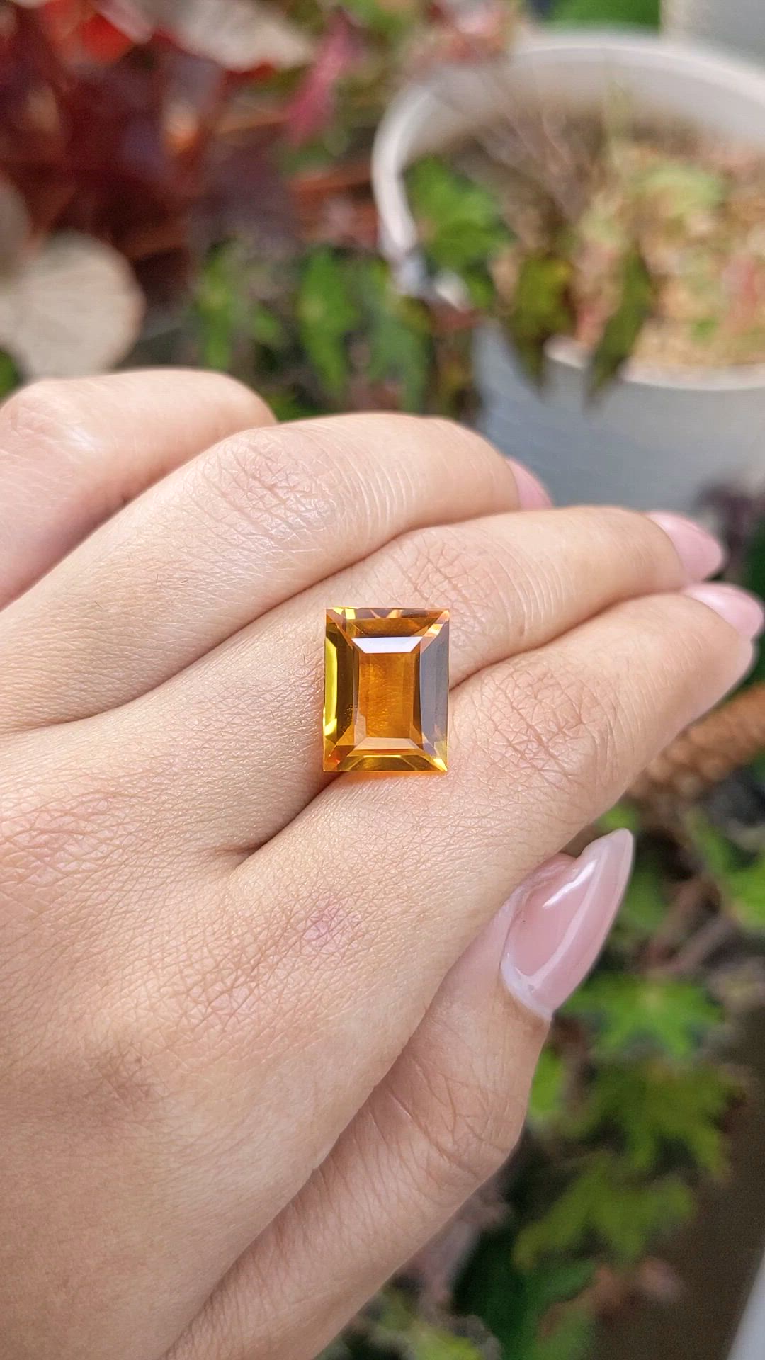 7.08 Ct. Orangish Yellow Citrine from Brazil Size Video
