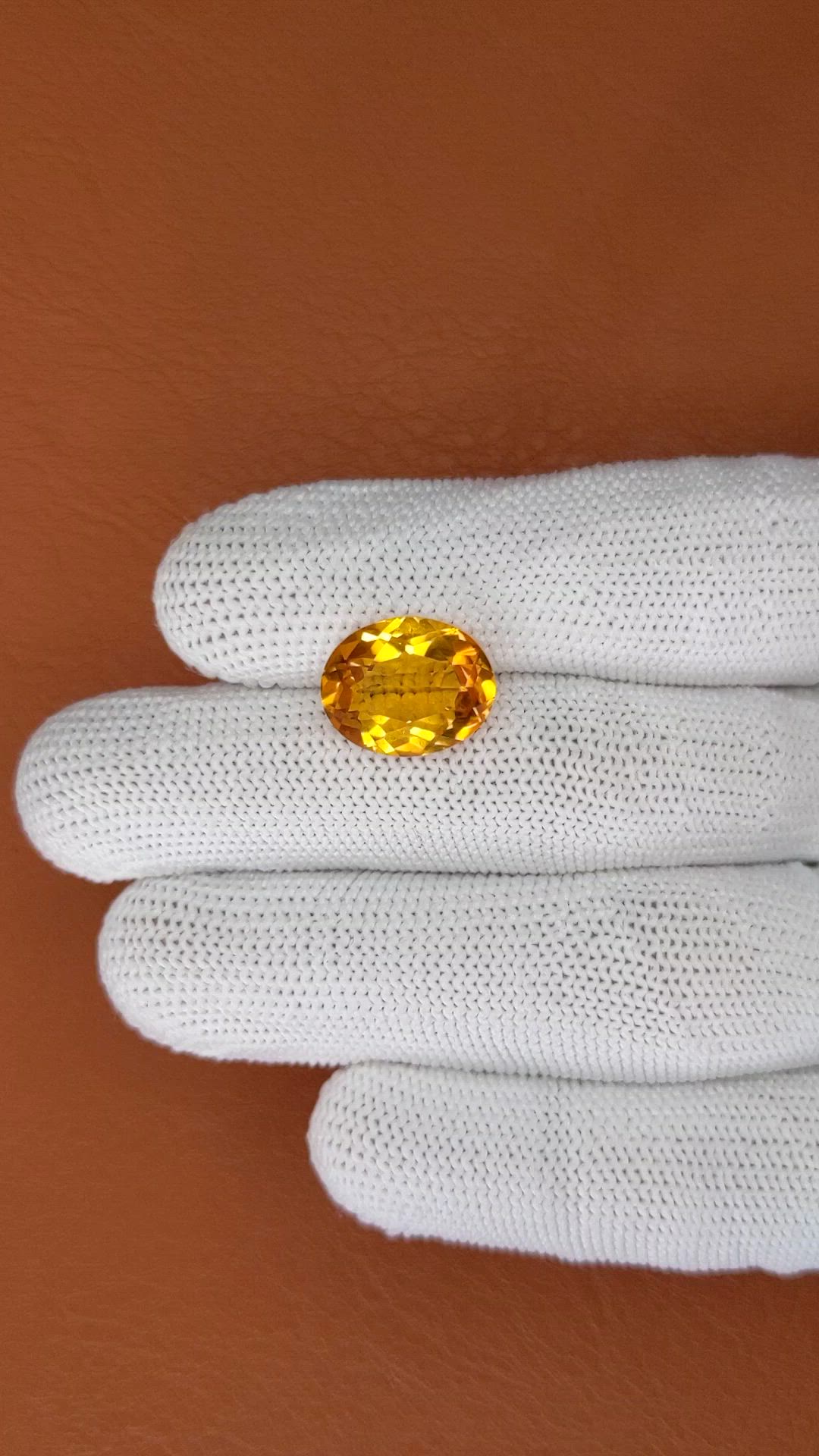 6.23 Ct. Yellowish Orange Citrine from Brazil Size Video