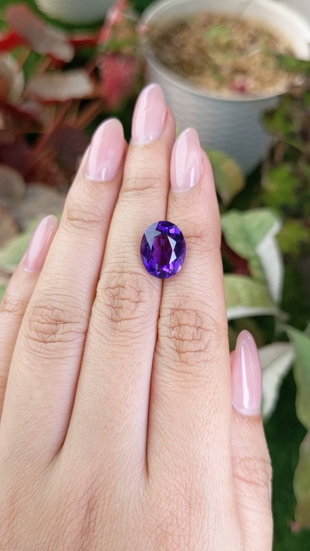 5.26 Ct. Purple Amethyst from Brazil Size Video