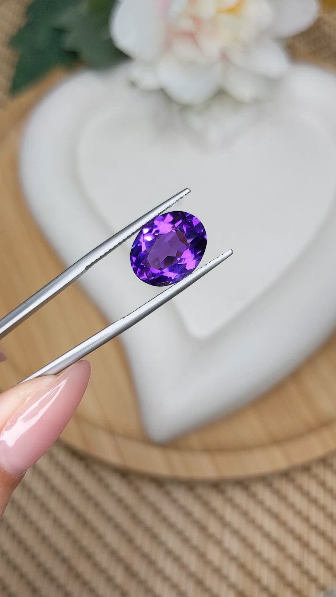 5.26 Ct. Purple Amethyst from Brazil Size Video