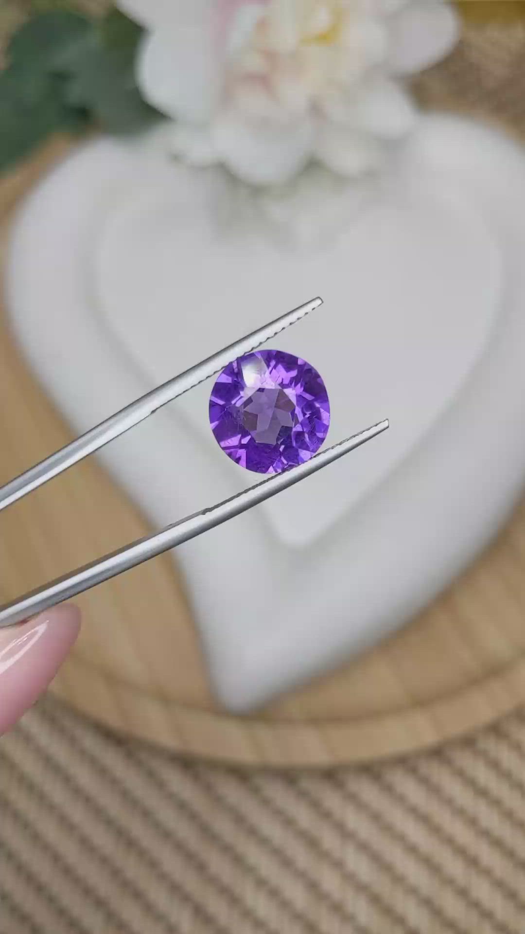 5.18 Ct. Purple Amethyst from Brazil Size Video