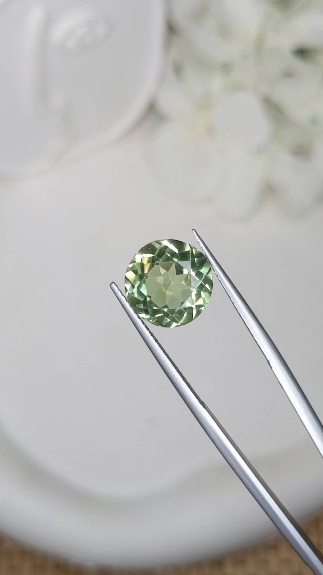 4.89 Ct. Yellowish Green Prasiolite from Brazil Size Video