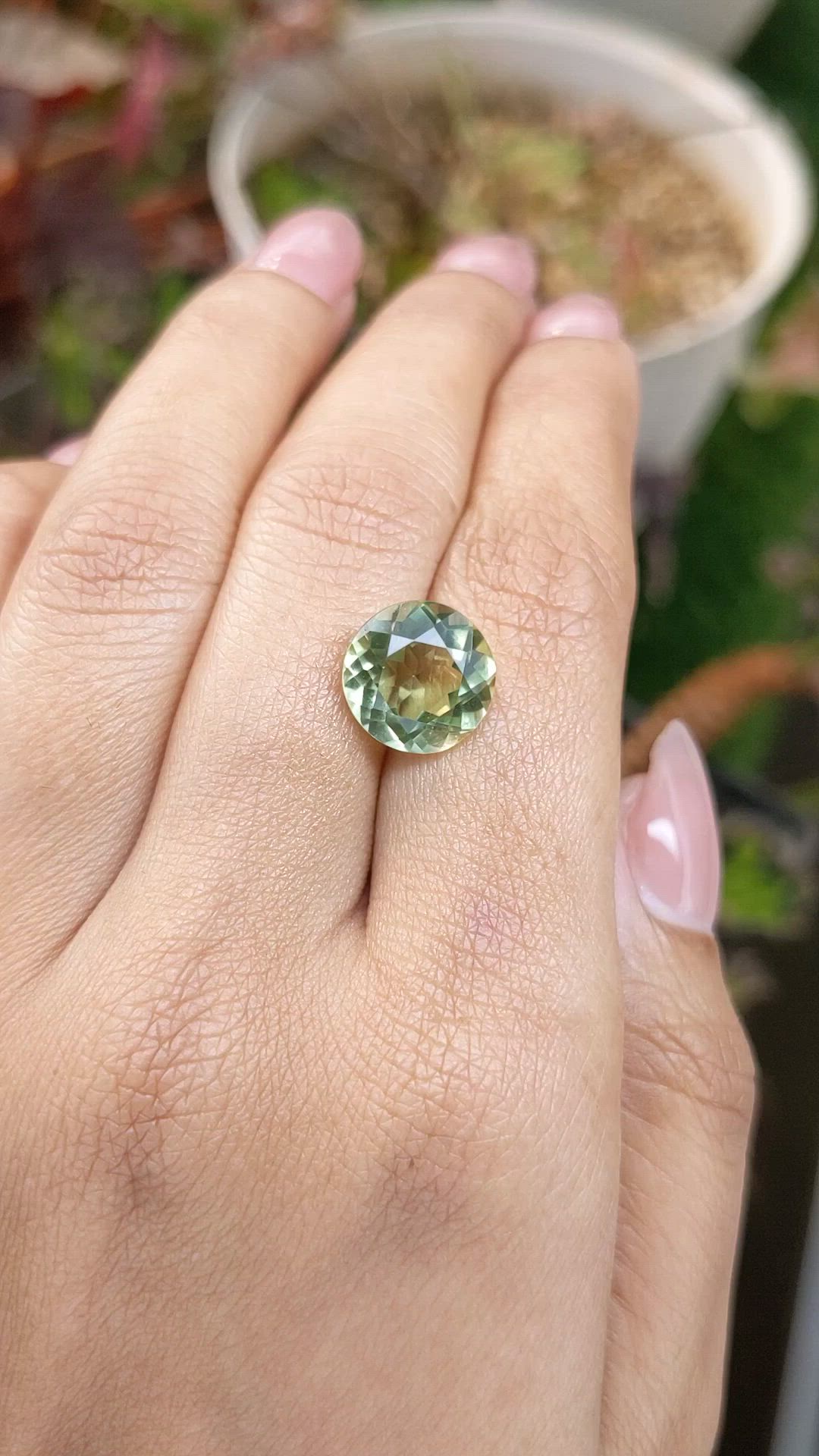 4.89 Ct. Yellowish Green Prasiolite from Brazil Size Video