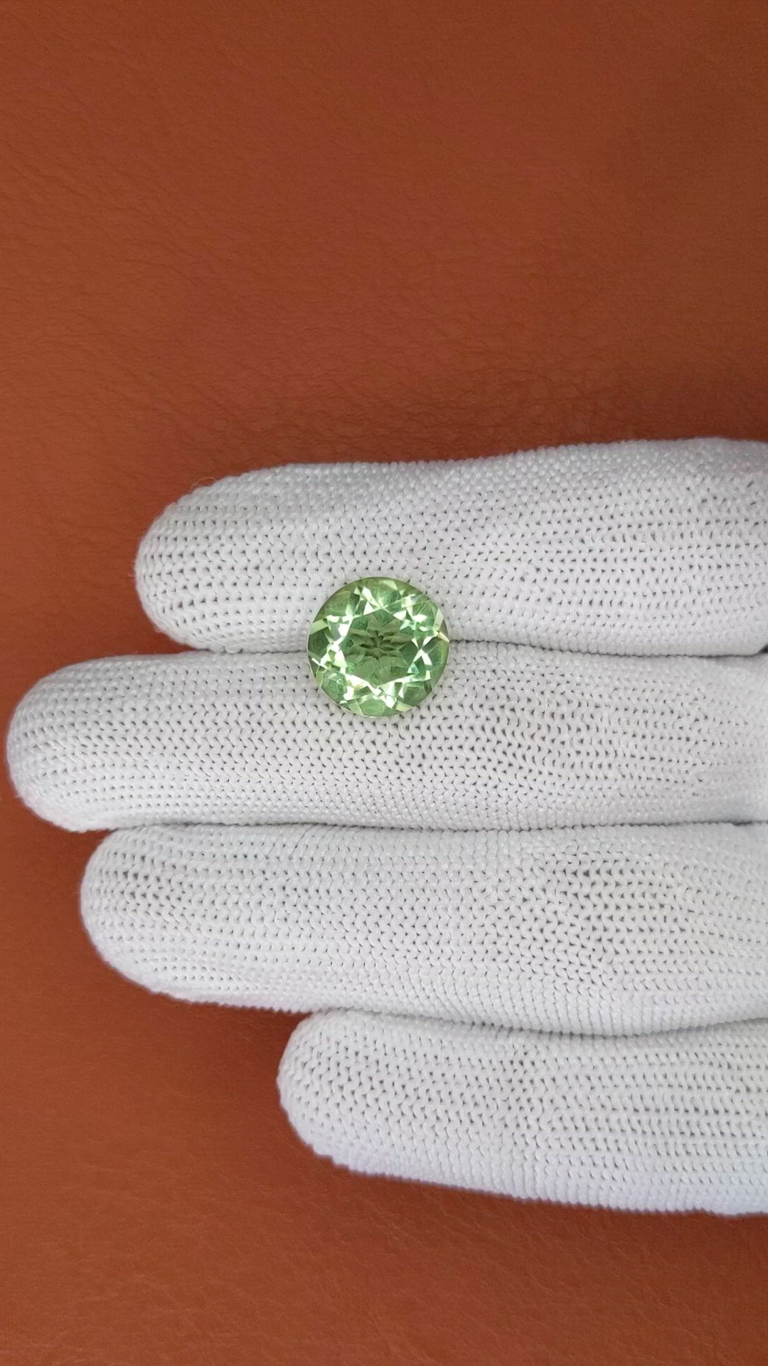 6.11 Ct. Yellowish Green Prasiolite from Brazil Size Video