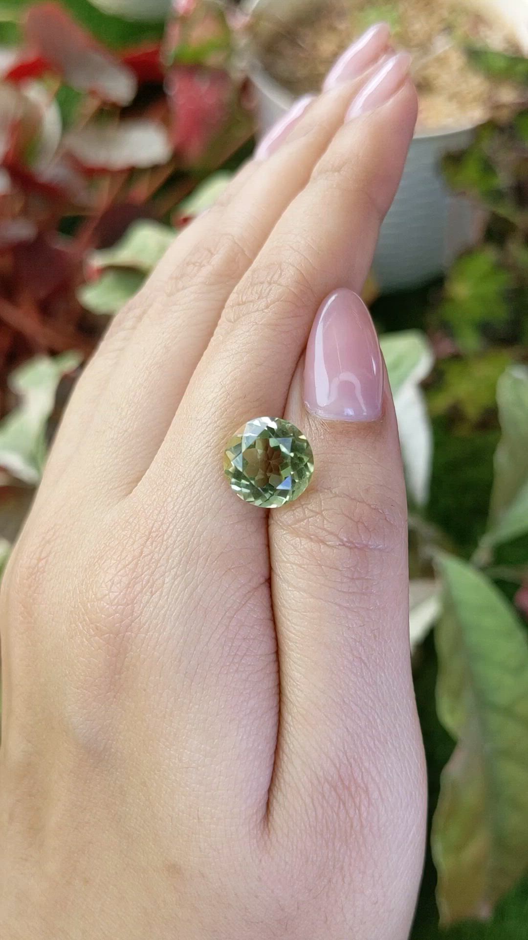 5.01 Ct. Yellowish Green Prasiolite from Brazil Size Video
