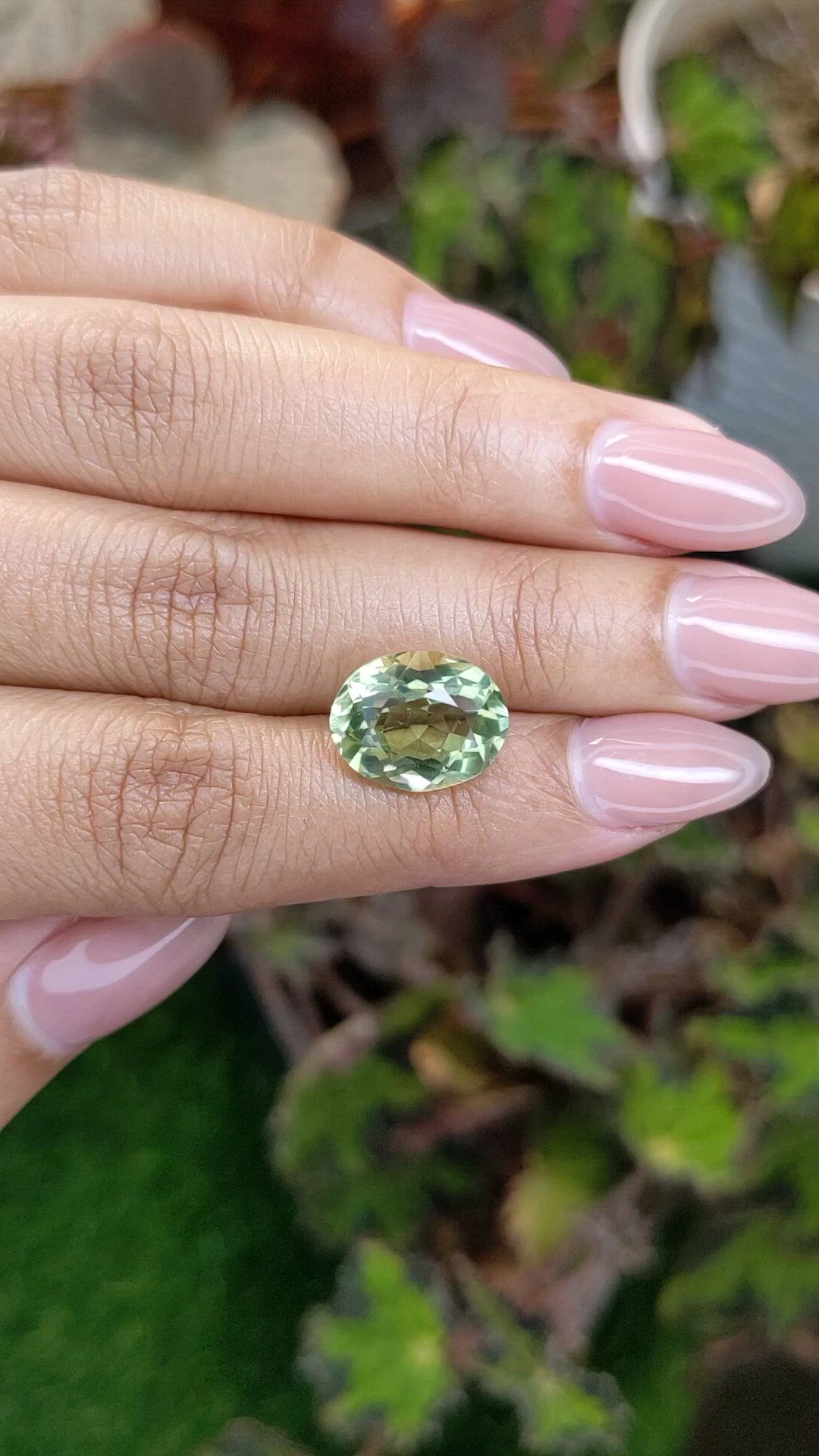 6.07 Ct. Yellowish Green Prasiolite from Brazil Size Video