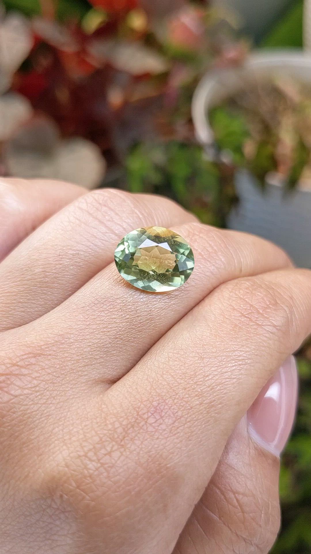 6.07 Ct. Yellowish Green Prasiolite from Brazil Size Video