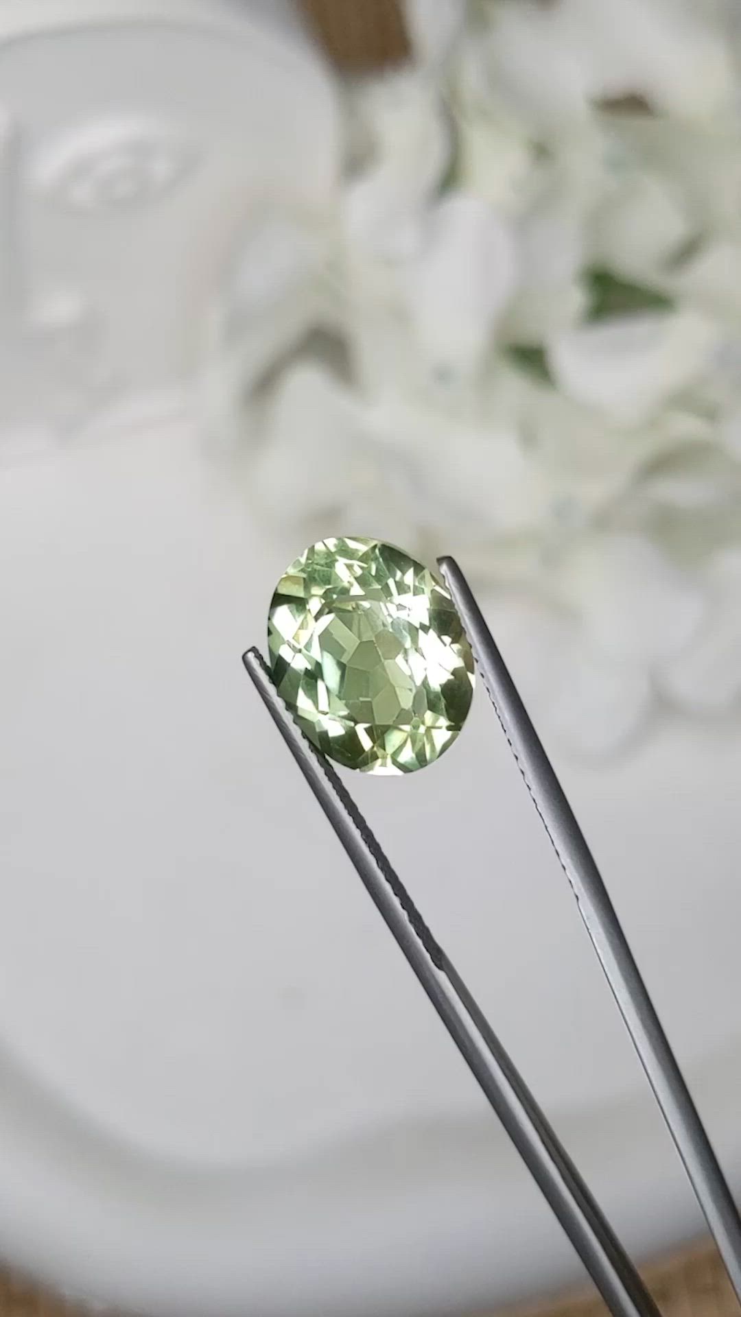 6.07 Ct. Yellowish Green Prasiolite from Brazil Size Video