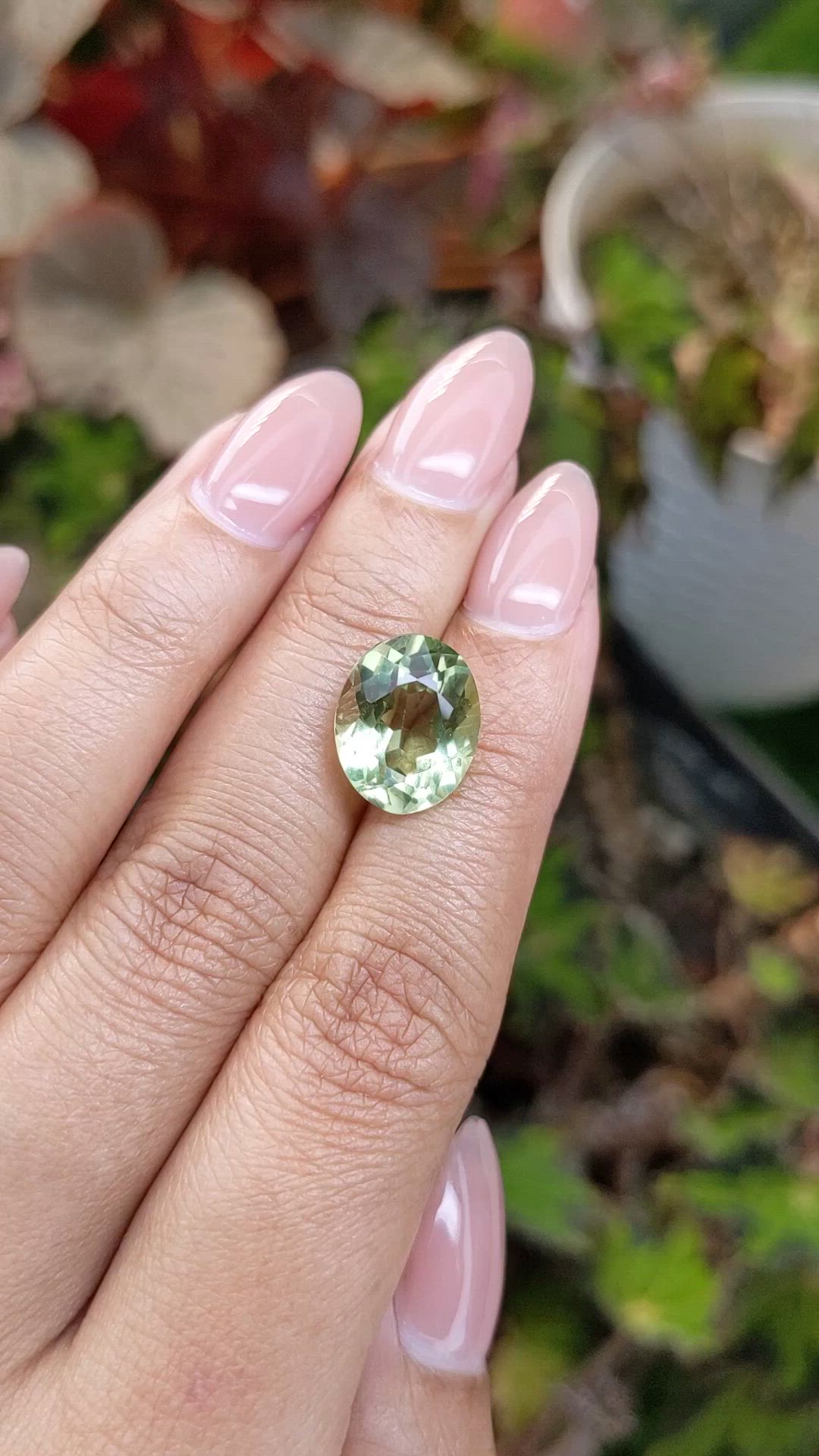 6.07 Ct. Yellowish Green Prasiolite from Brazil Size Video