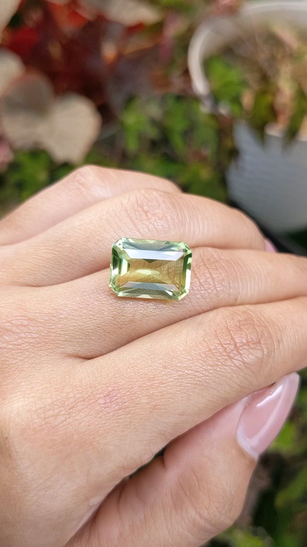 9.22 Ct. Yellowish Green Prasiolite from Brazil Size Video