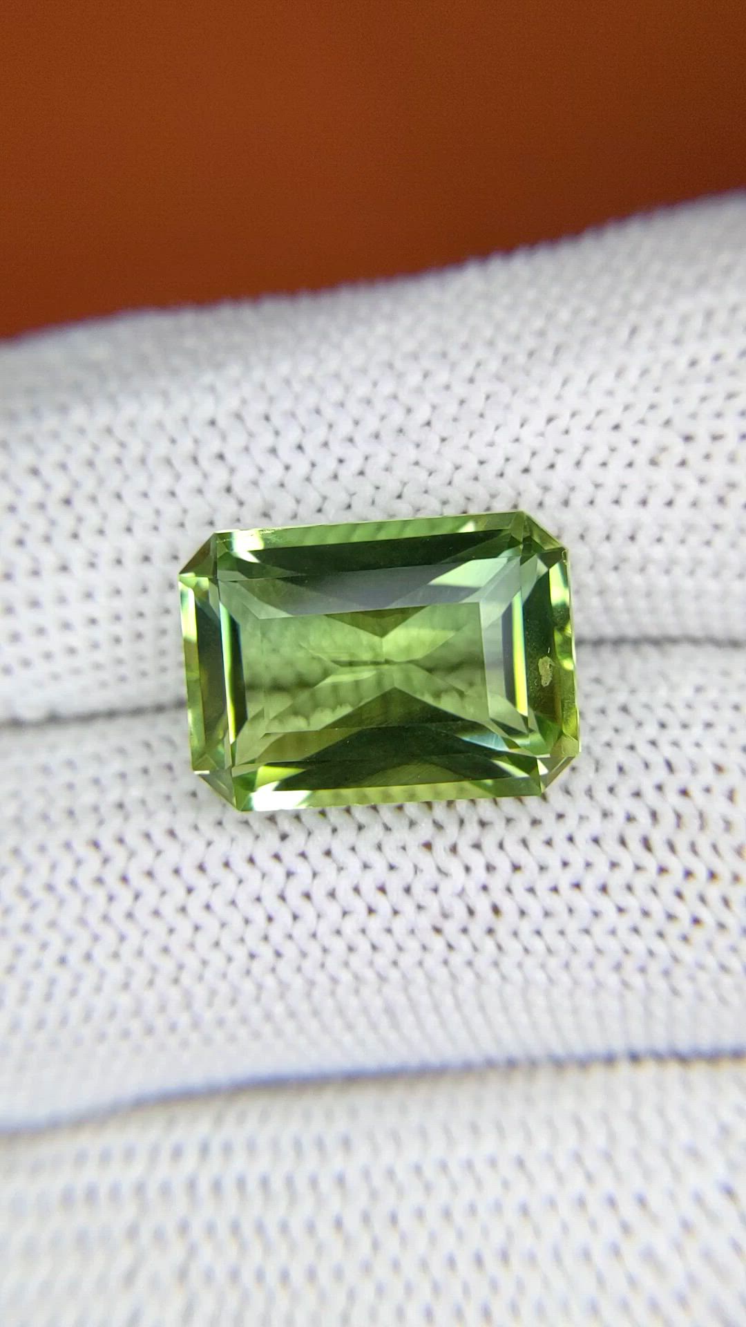 9.22 Ct. Yellowish Green Prasiolite from Brazil Size Video