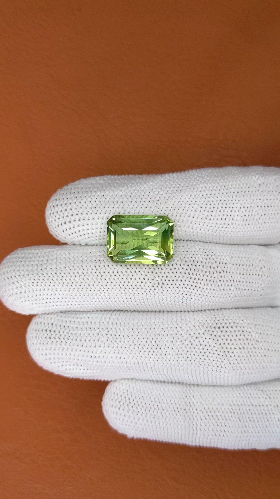 9.22 Ct. Yellowish Green Prasiolite from Brazil Size Video